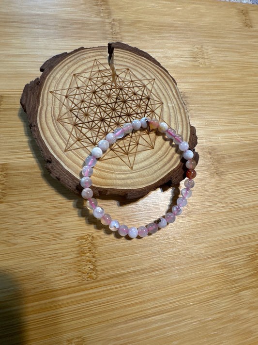 Pink Cherry Agate 6mm Bracelet Handmade