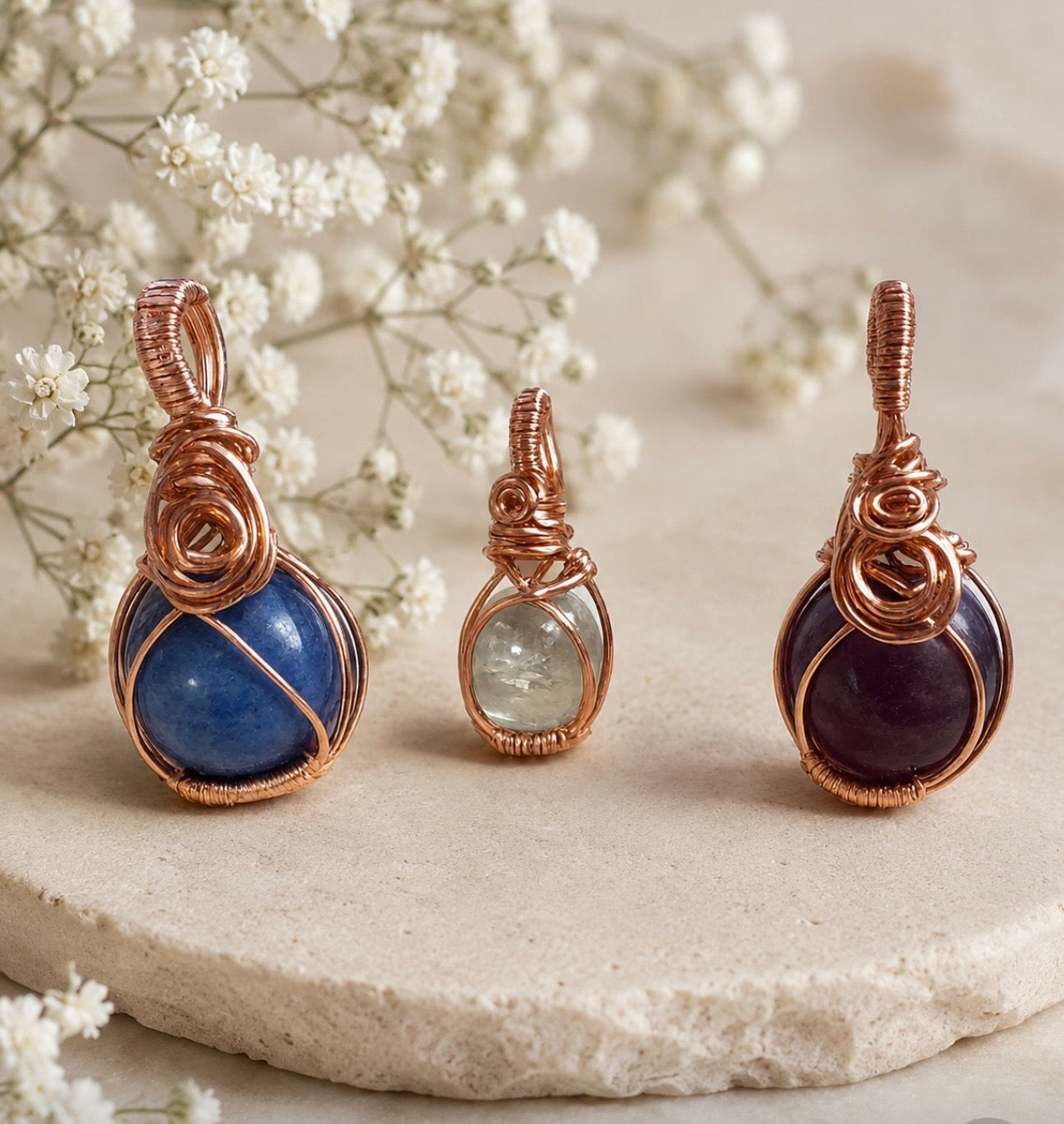 Wire Wrapped Crystal Ball Pendants