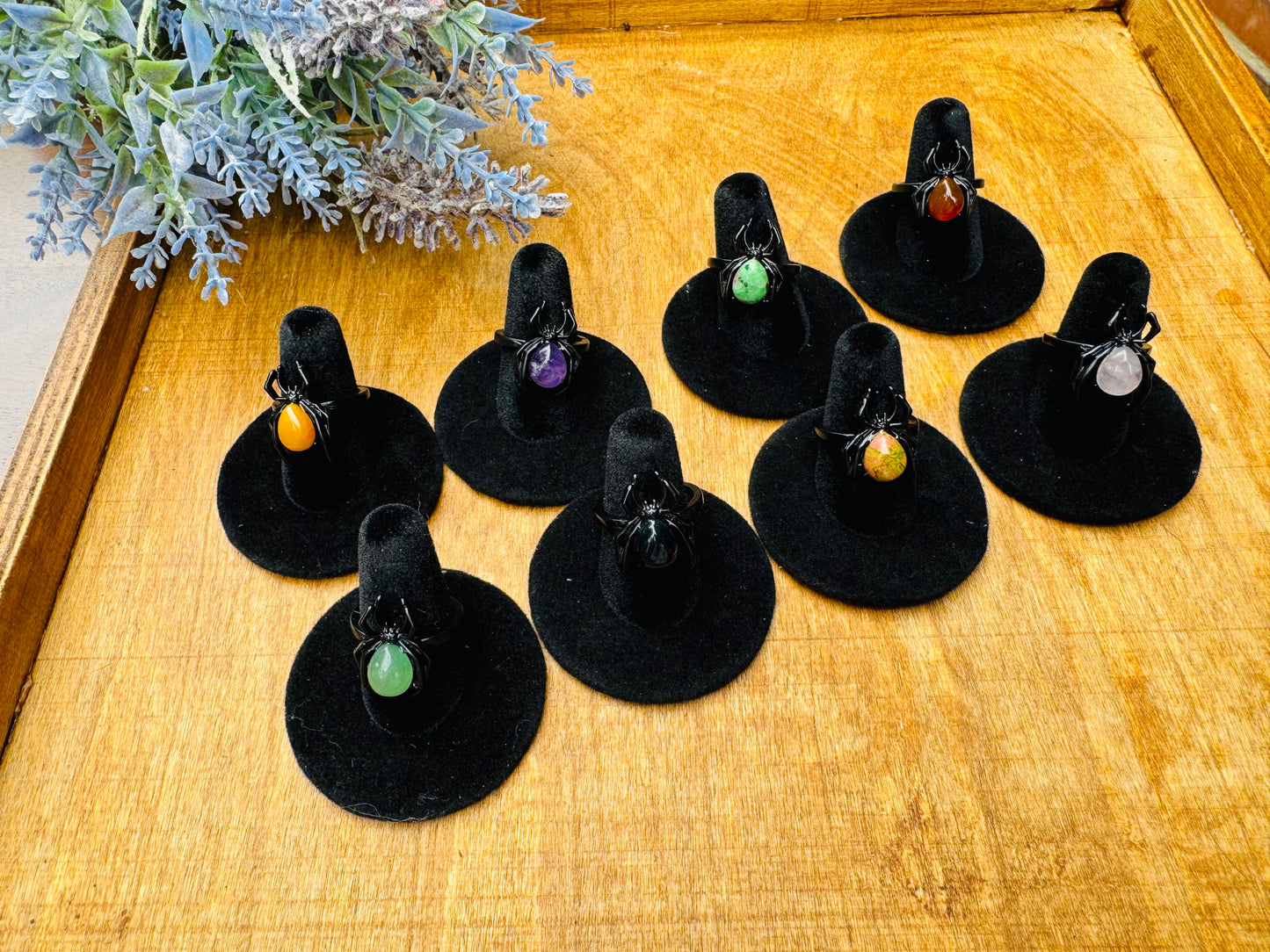 Gemstone Adjustable Spider Rings