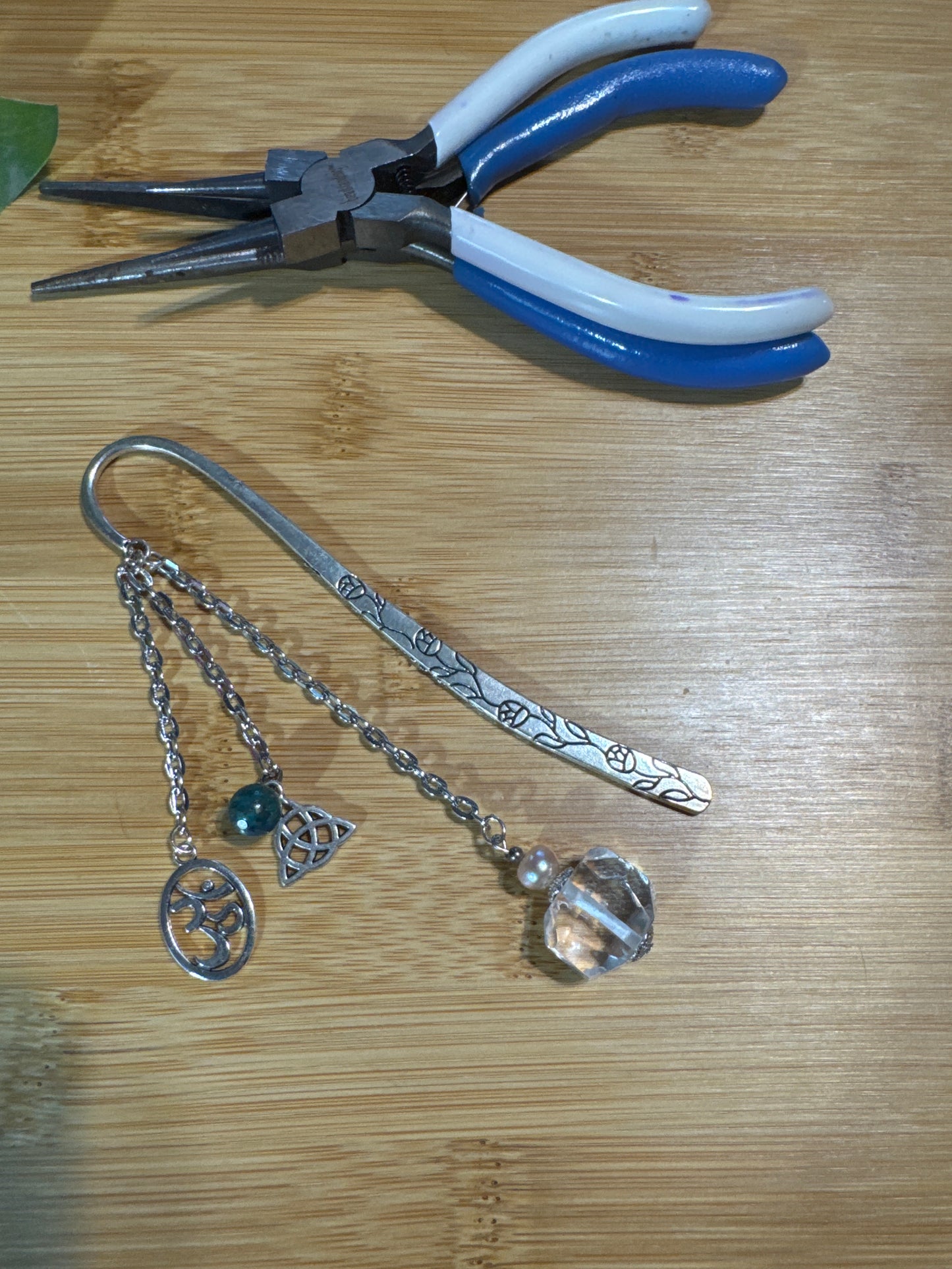 Handmade Bookmark Clear Quartz and Charms