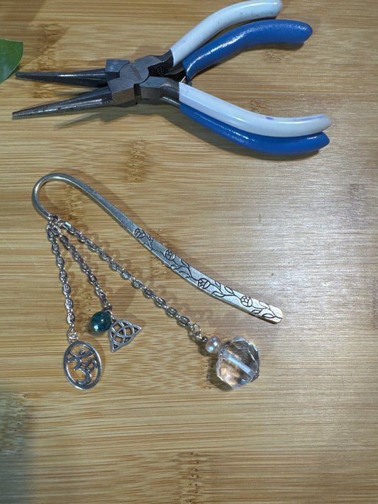 Handmade Bookmark Clear Quartz and Charms