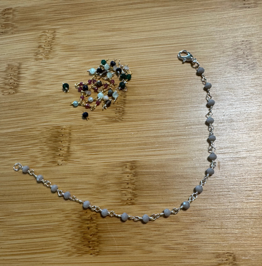 Wire Wrapped Grey Moonstone Crystal Bracelets