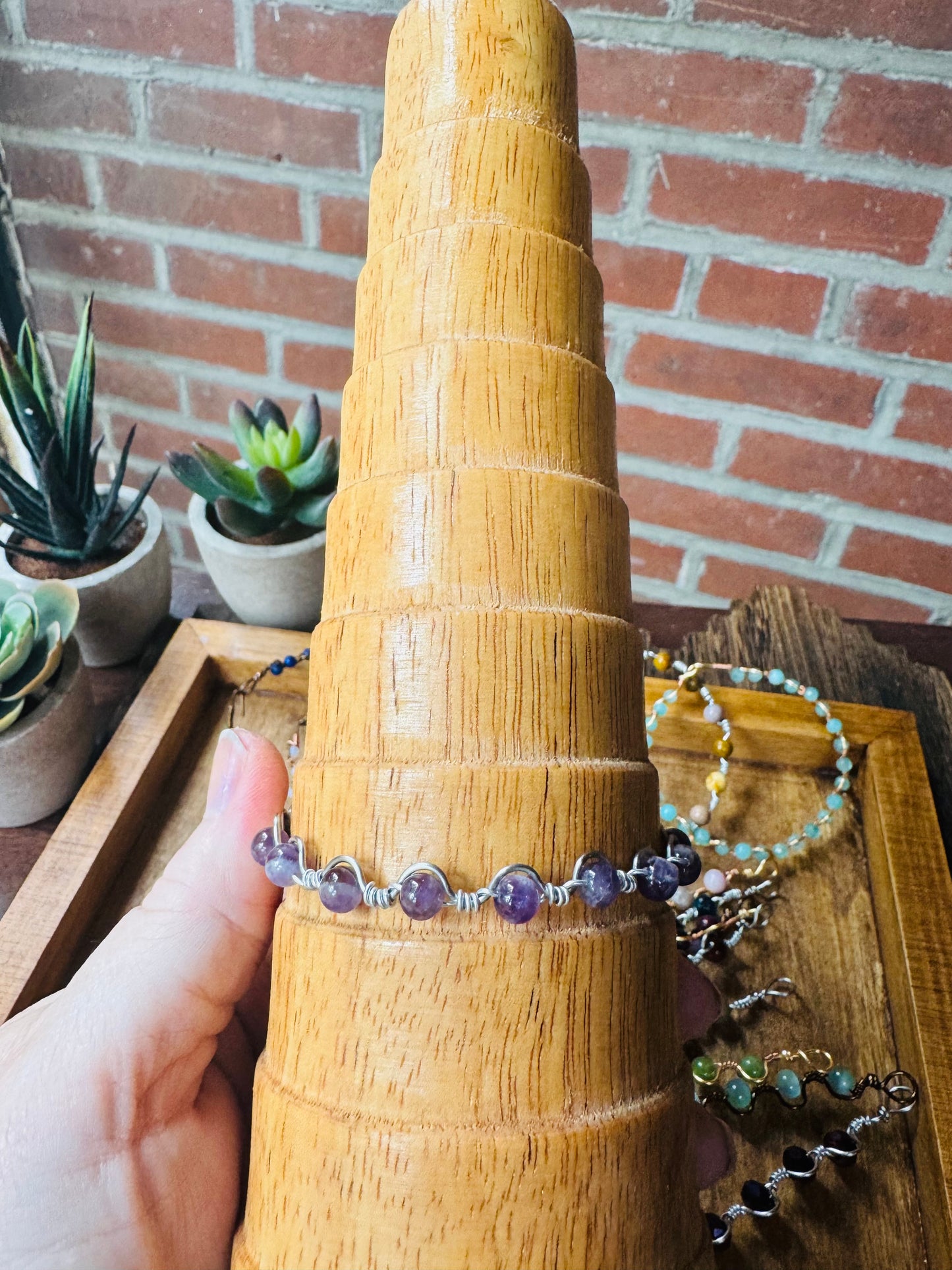 Handmade Lavender Jade Wave Bangle Bracelet