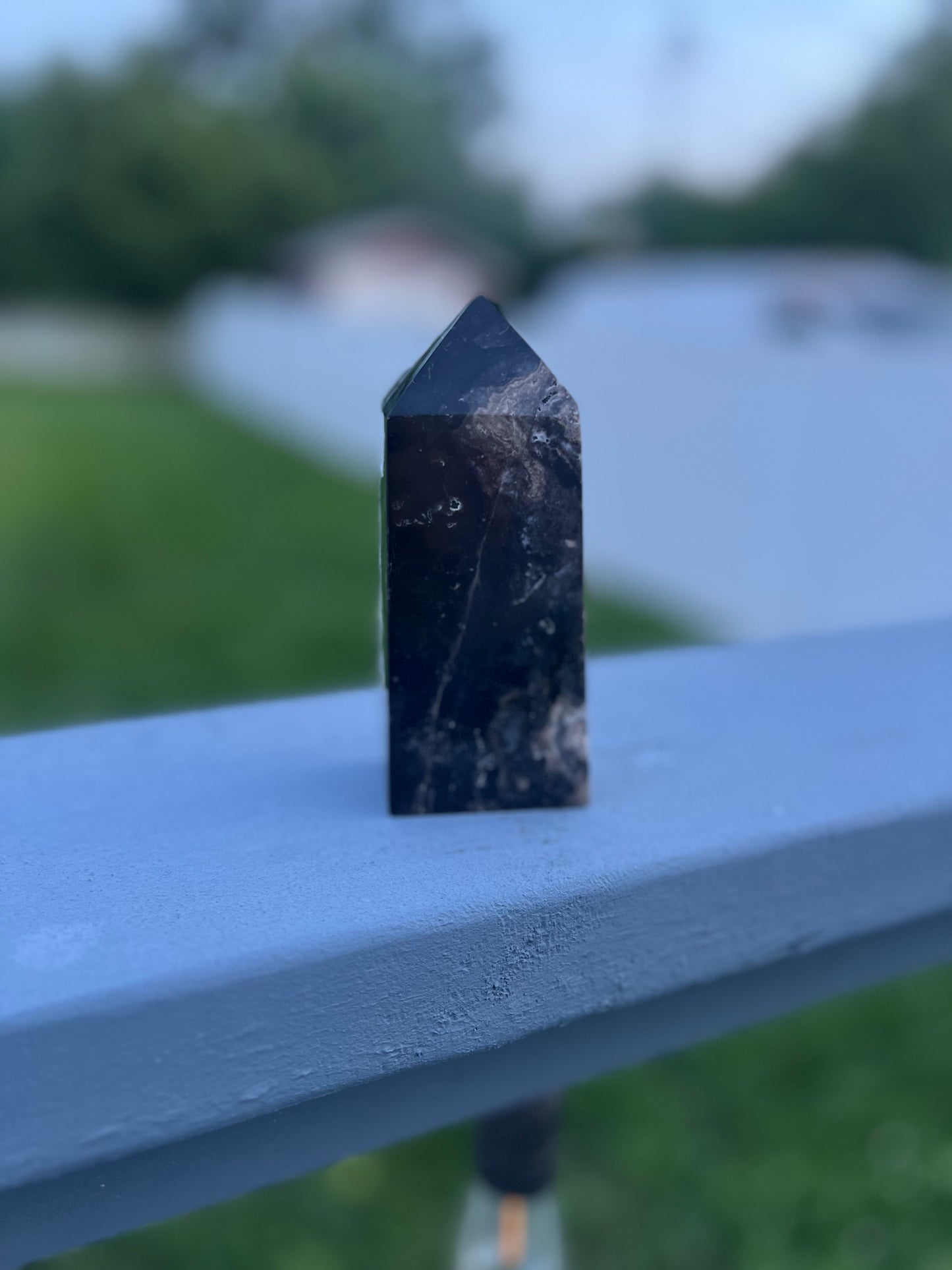 Black Druzy Agate Tower