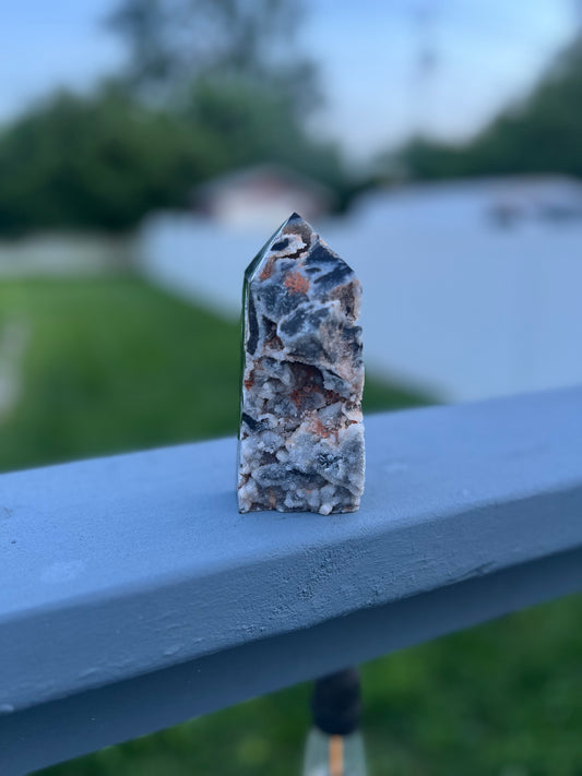 Black Druzy Agate Tower