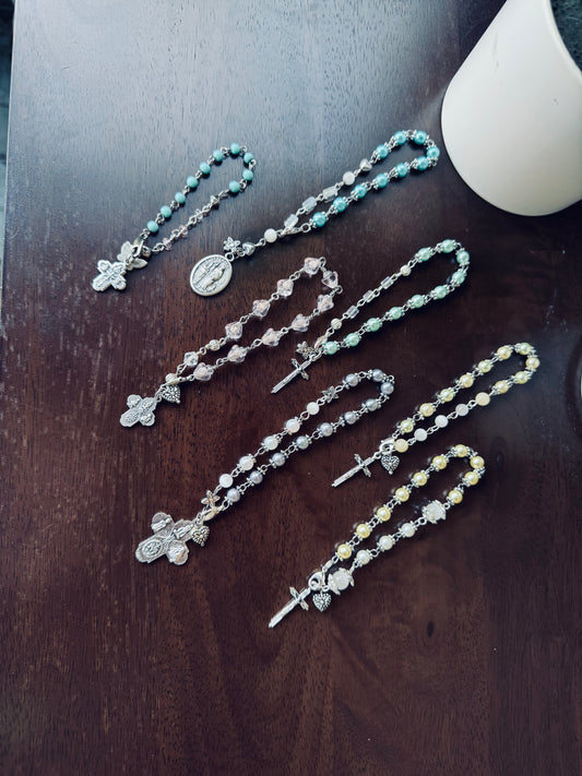 Handmade Rosary Bracelets with natural crystal and Swarovski Accent beads