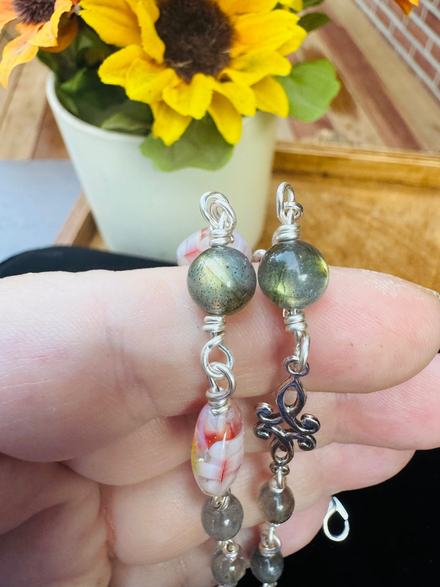 Natural Labradorite Wire Wrapped Bracelets