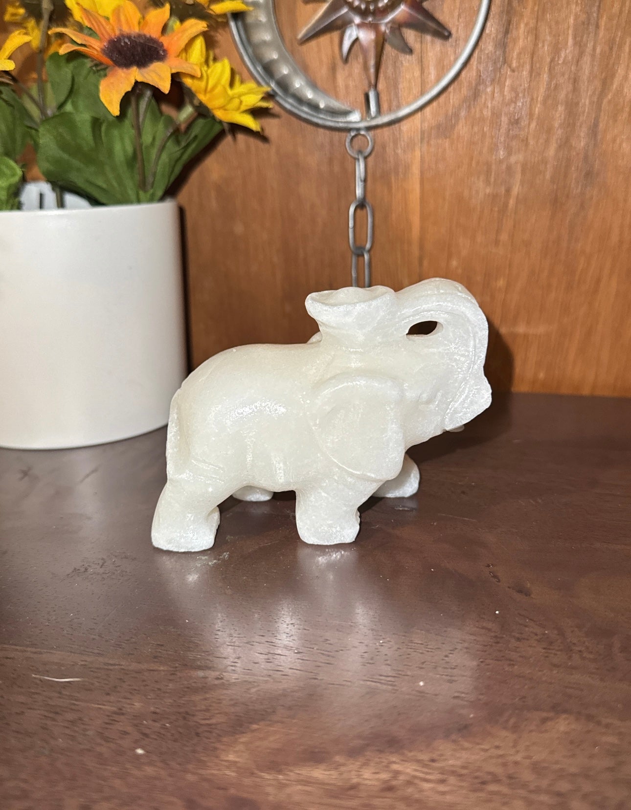White Jade Elephant w/Money Bowl