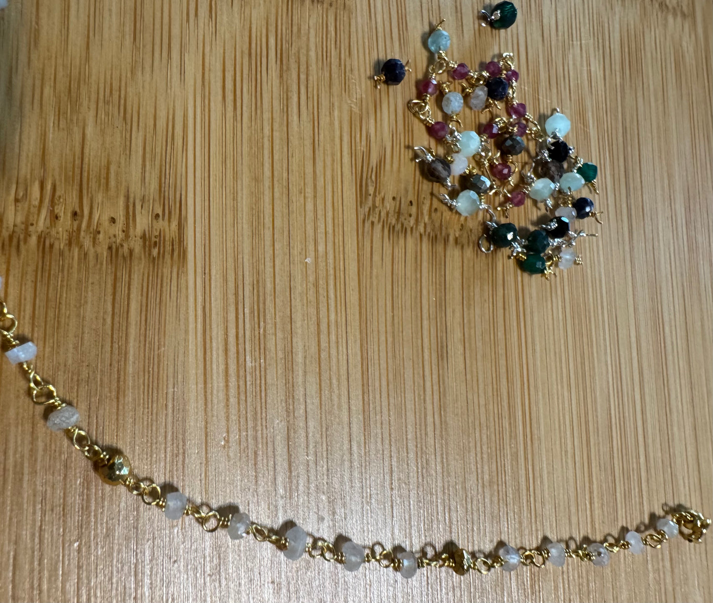 Wire Wrapped Rose Quartz and Pyrite Crystal Bracelet