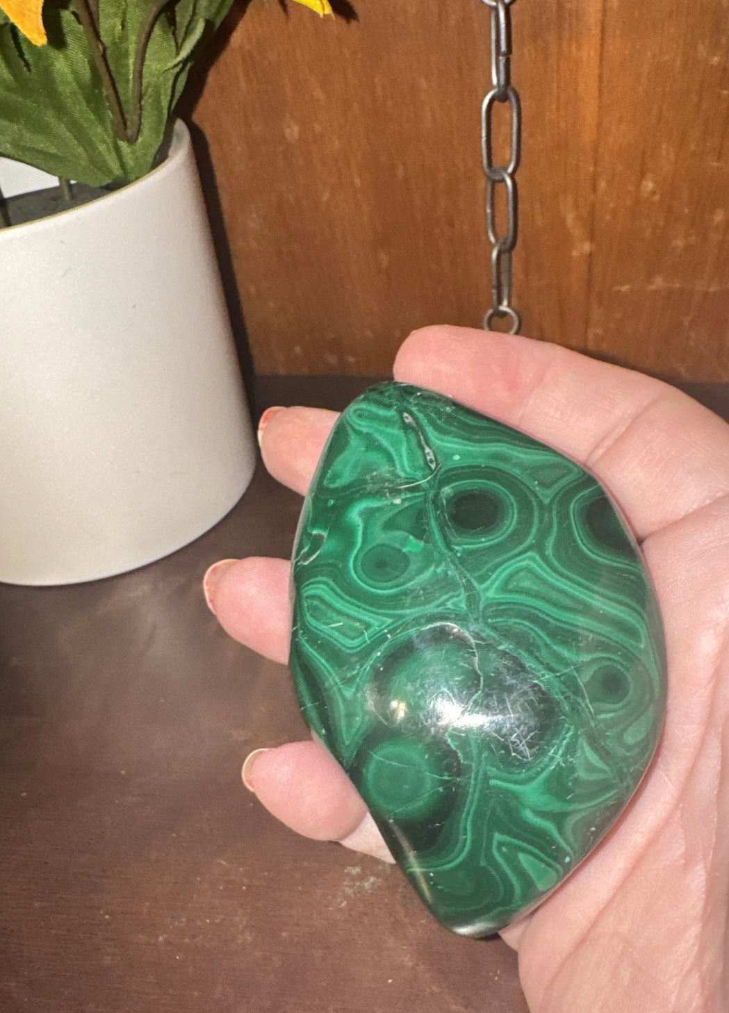 Malachite Large Palm Stone
