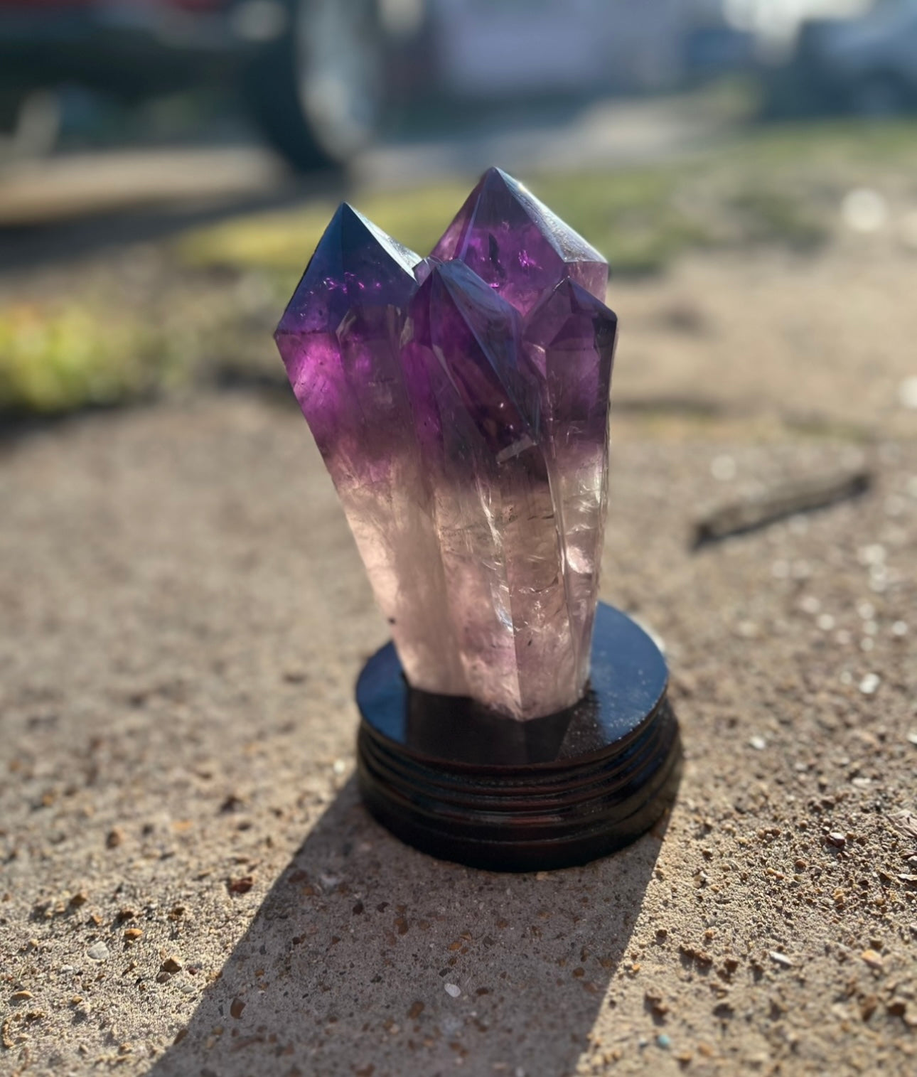 Amethyst and Smoky Quartz 4 Point Tower