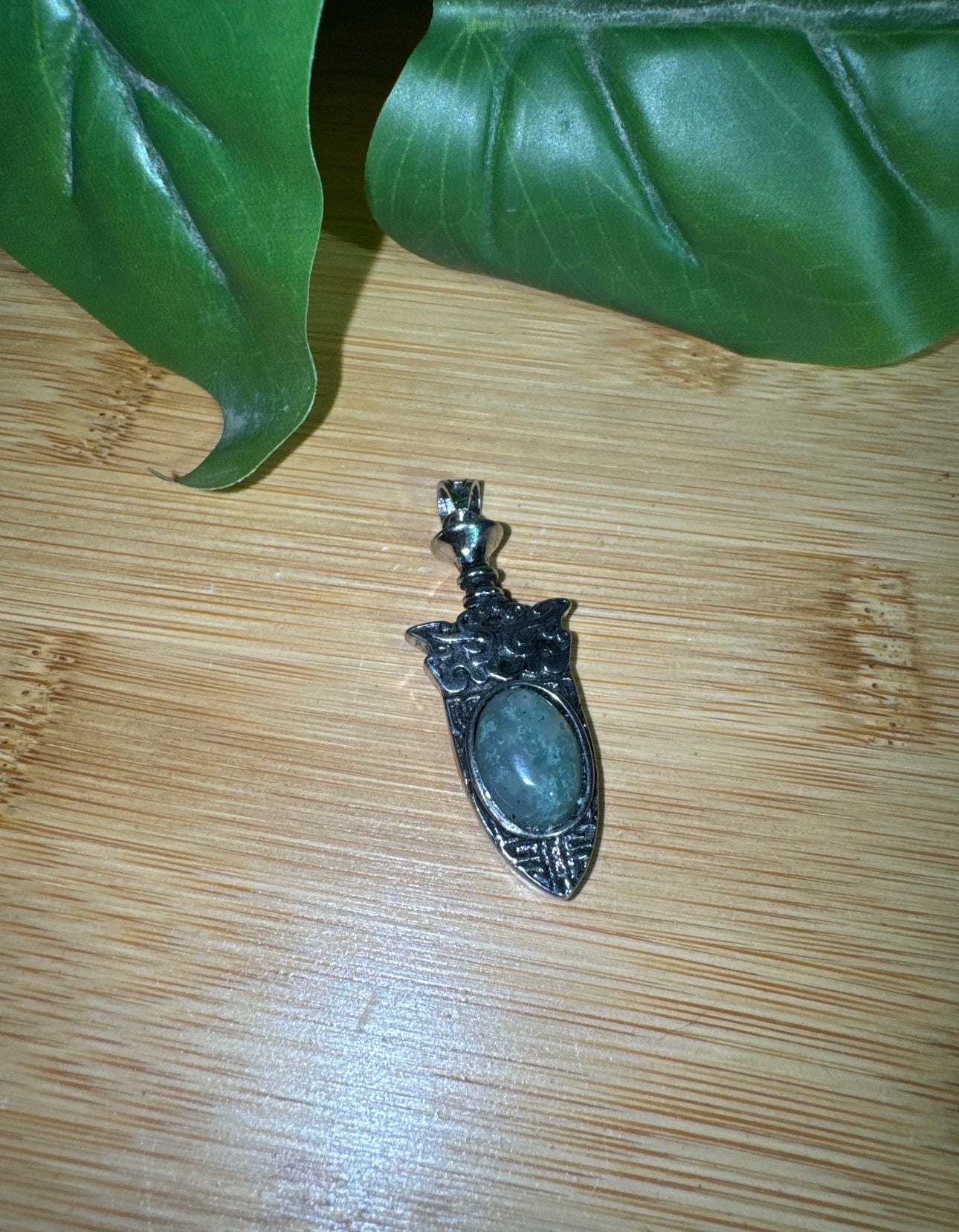Moss Agate Renaissance Pendant