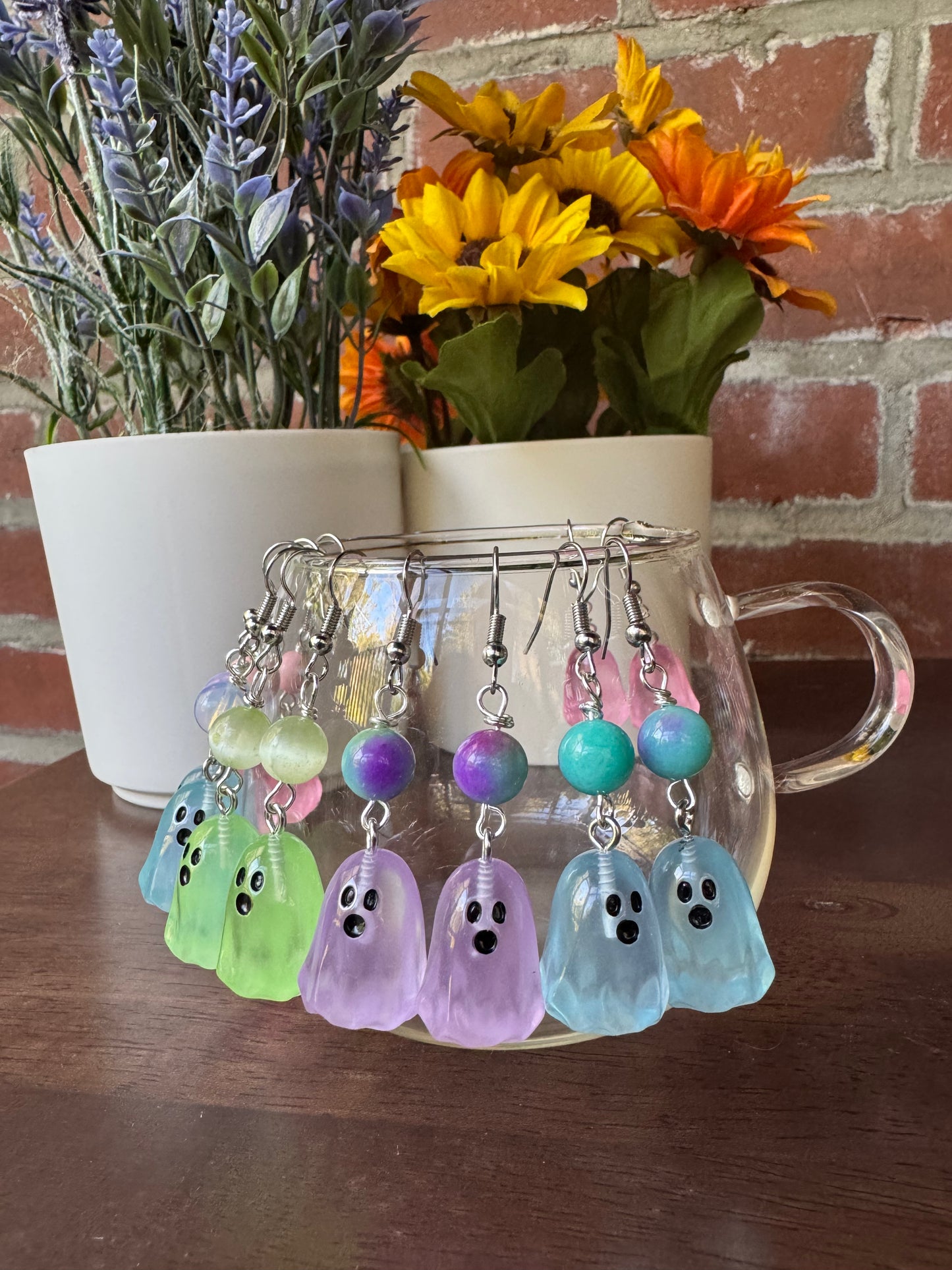 Glow In The Dark Handmade Ghost Earrings with Natural Crystal’s