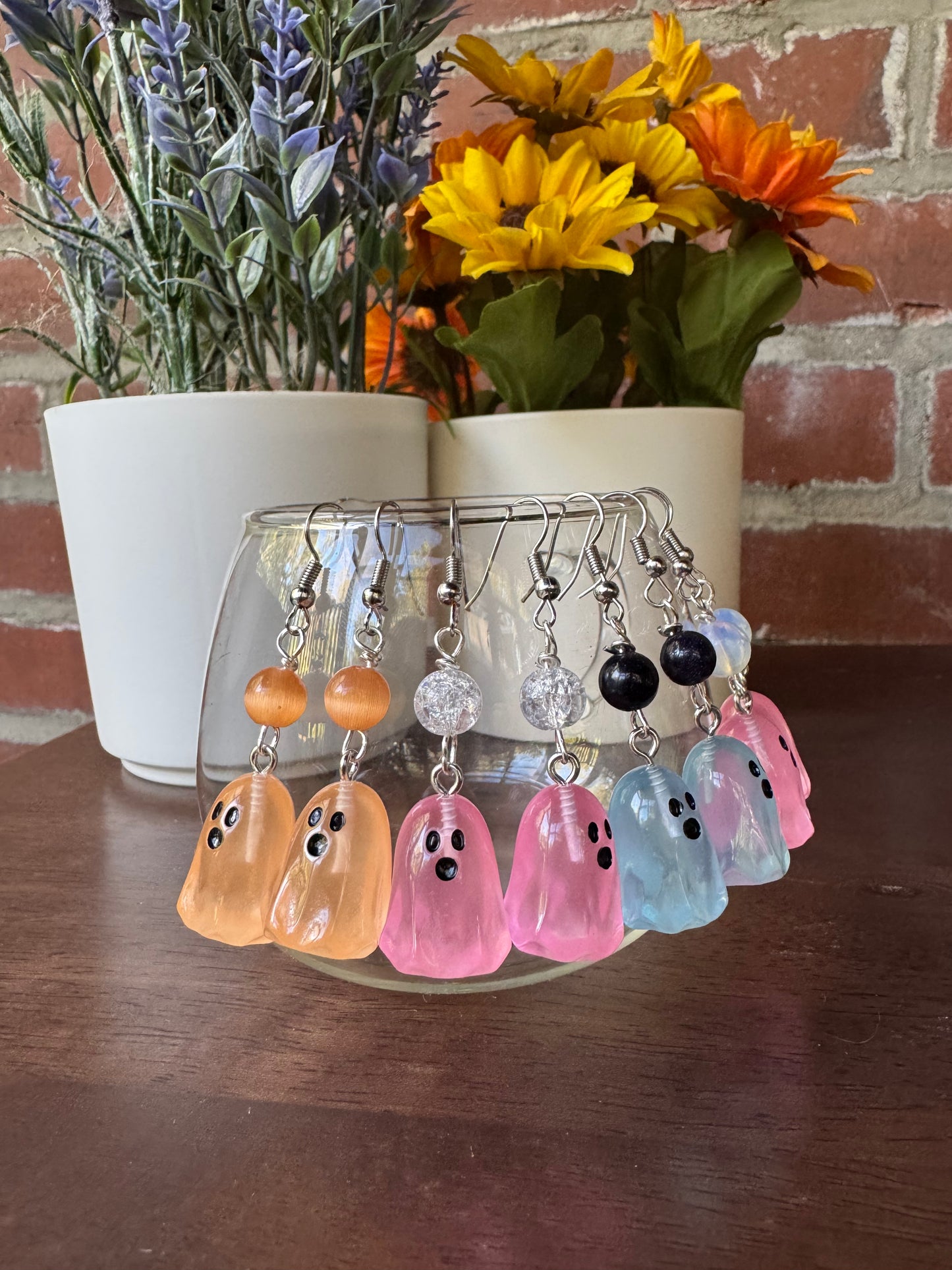 Glow In The Dark Handmade Ghost Earrings with Natural Crystal’s