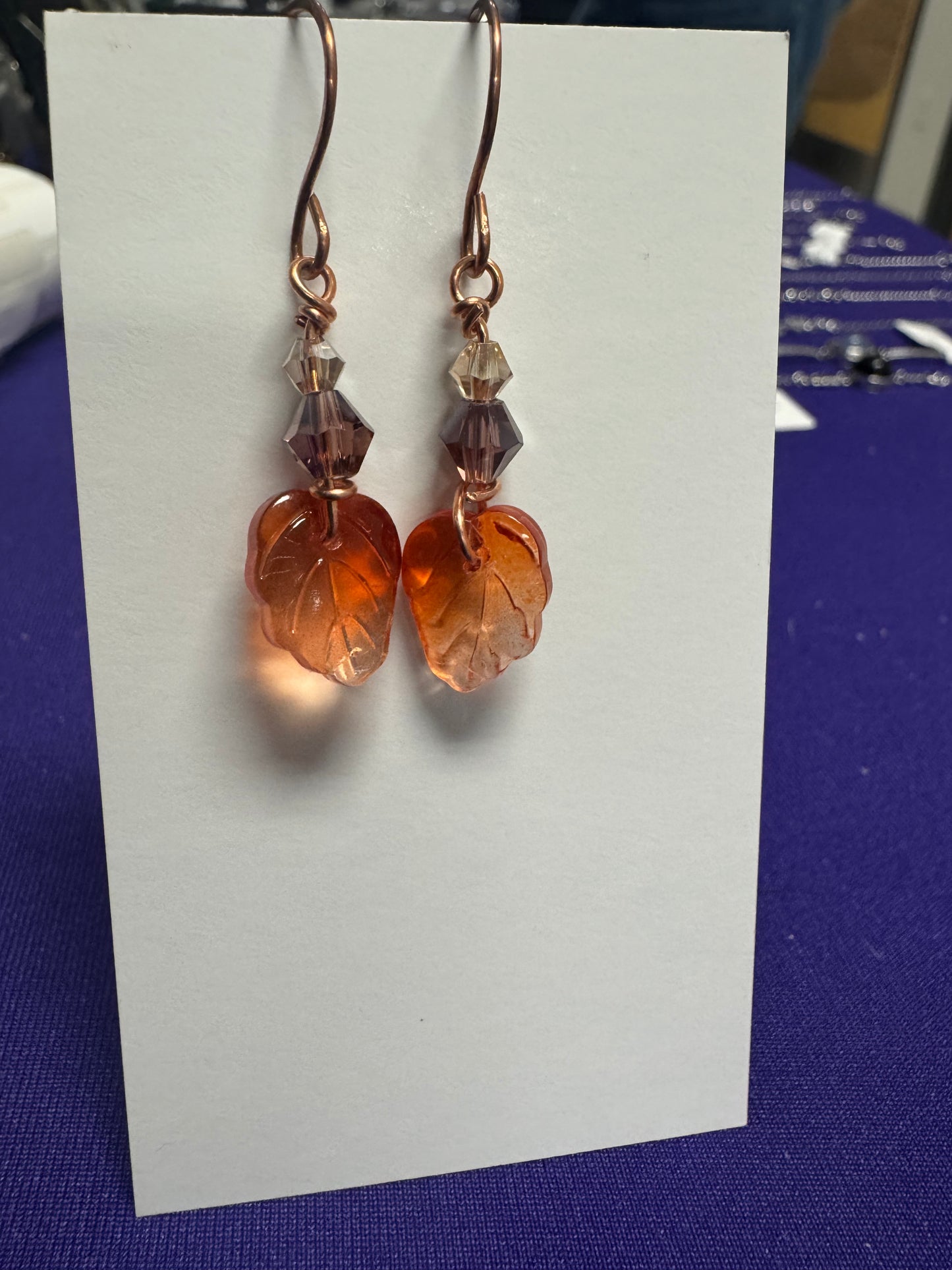 Falling Leaves Austrian Crystal Drop Earrings