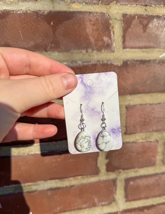 Howlite Protection Crystal Earrings