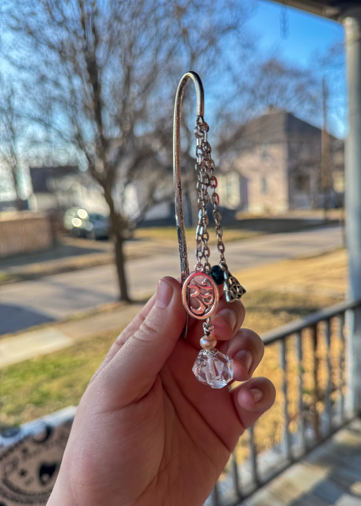 Crystal bookmark with charms