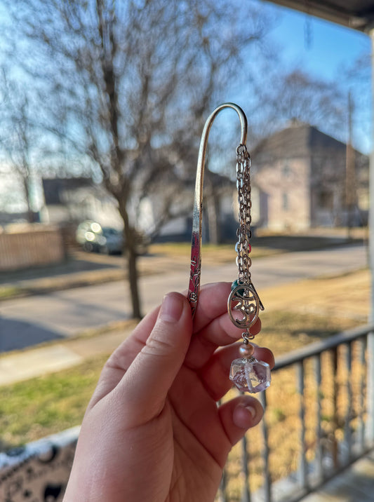 Crystal bookmark with charms