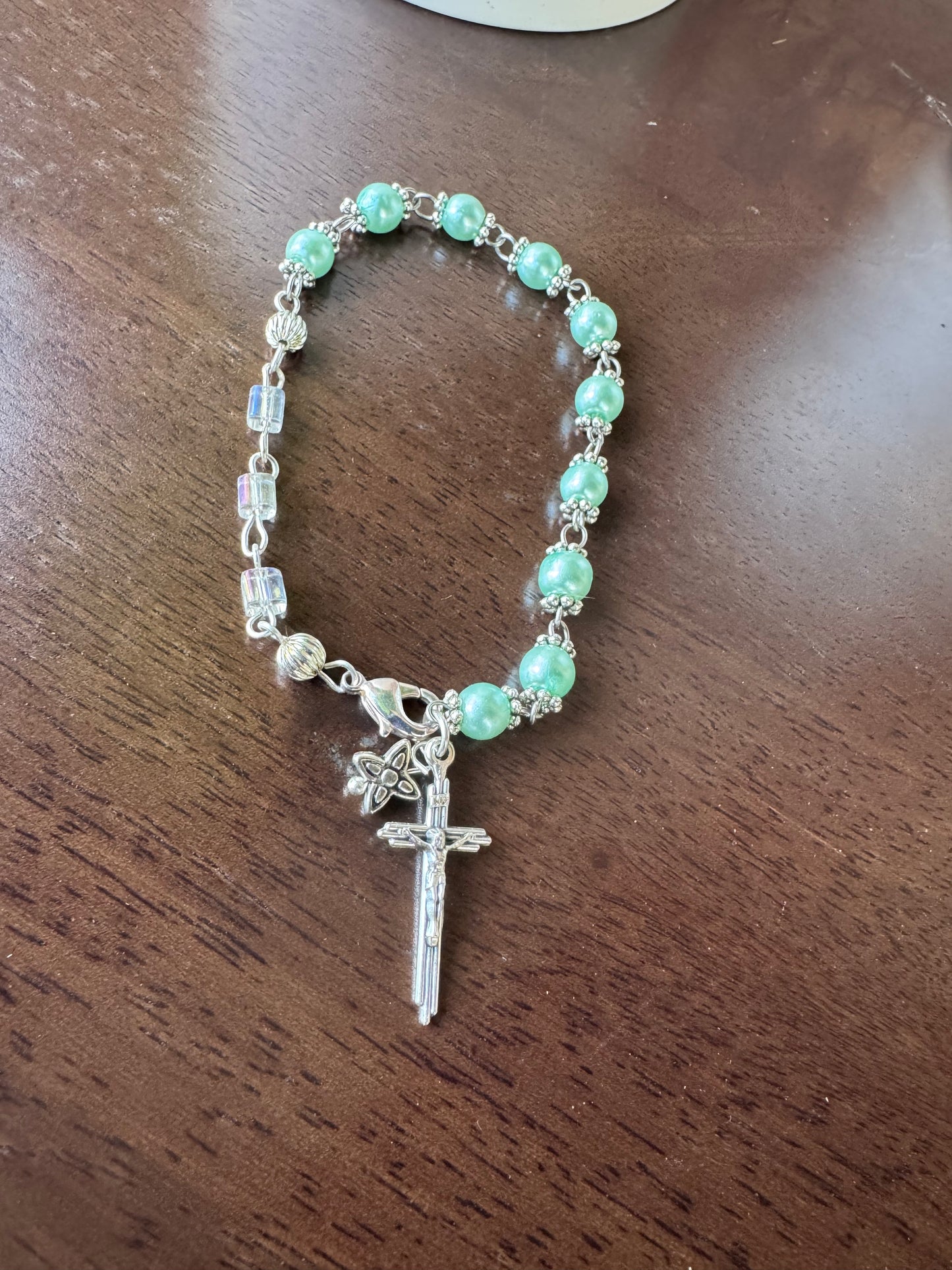 Handmade Rosary Bracelets with natural crystal and Swarovski Accent beads