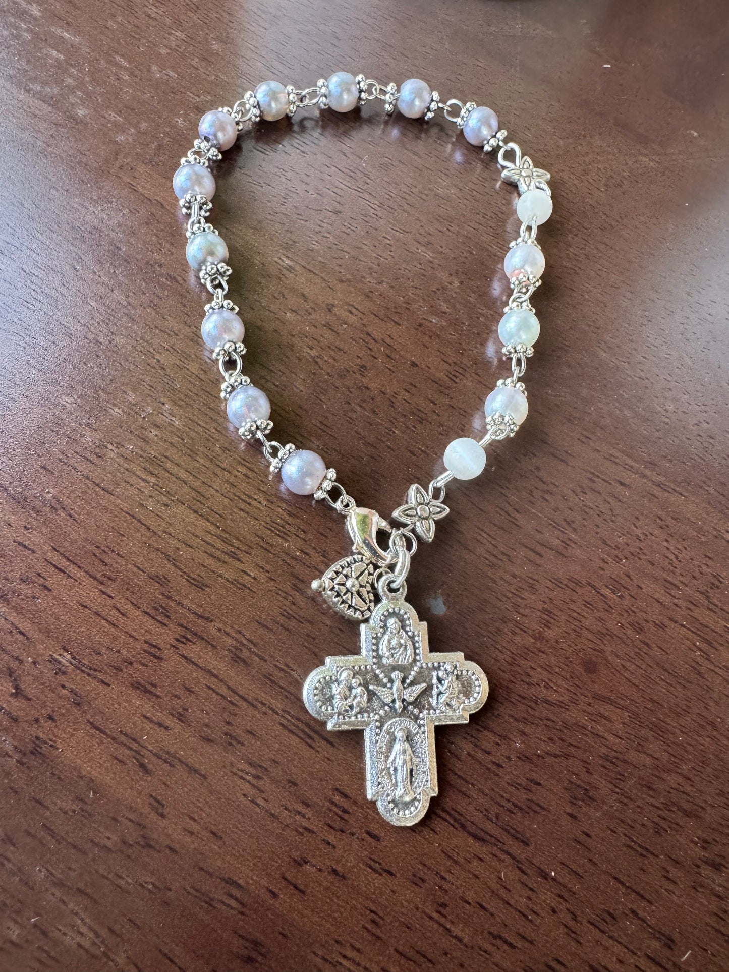 Handmade Rosary Bracelets with natural crystal and Swarovski Accent beads