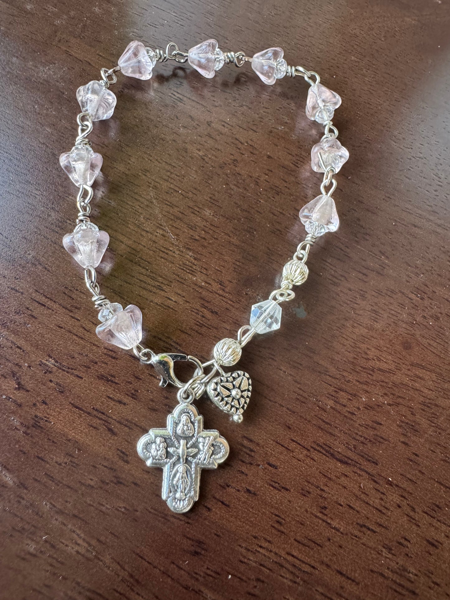 Handmade Rosary Bracelets with natural crystal and Swarovski Accent beads