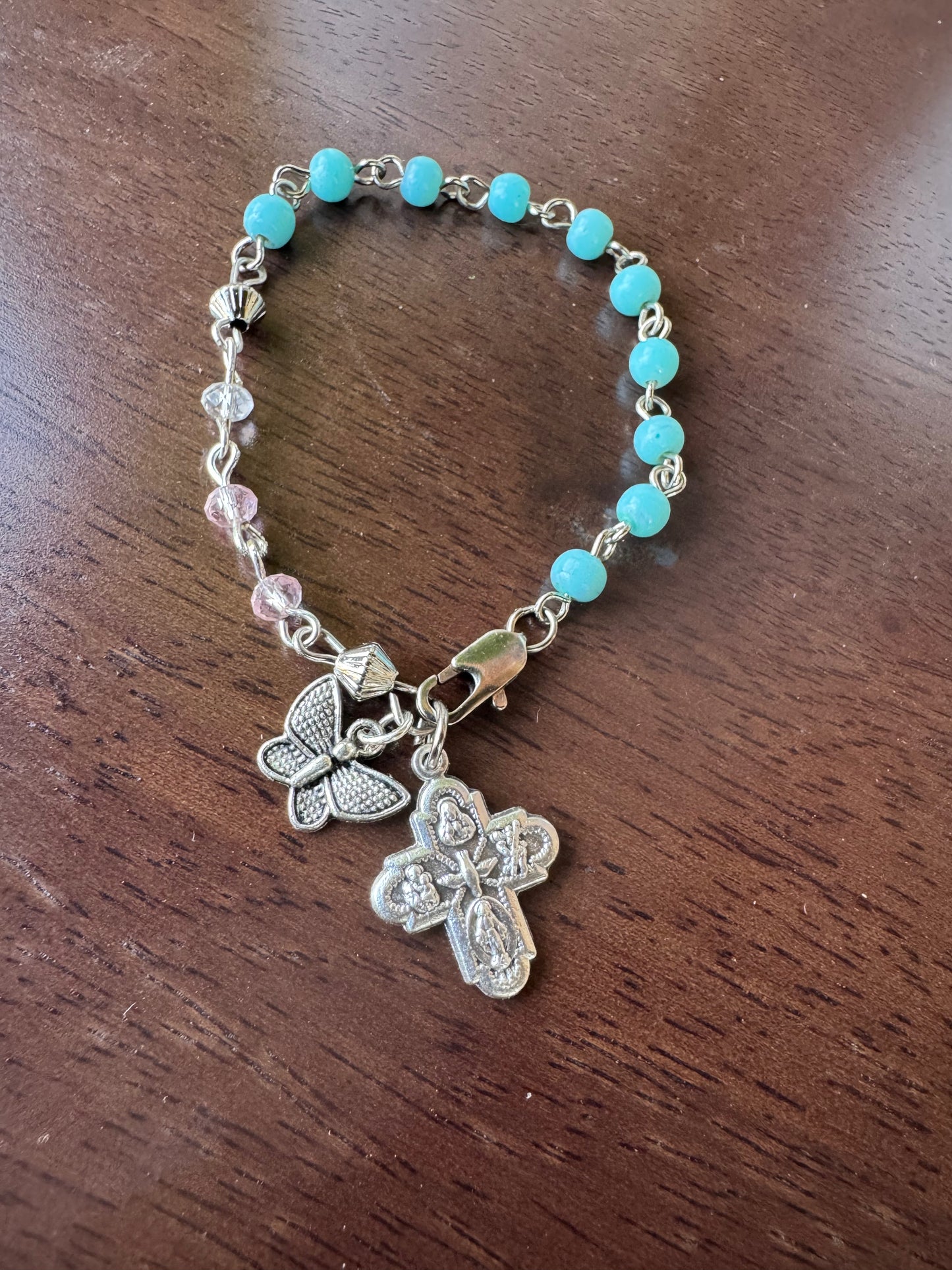 Handmade Rosary Bracelets with natural crystal and Swarovski Accent beads
