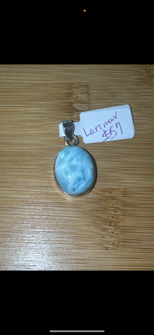 Natural Larimar Pendant 925 Sterling Silver