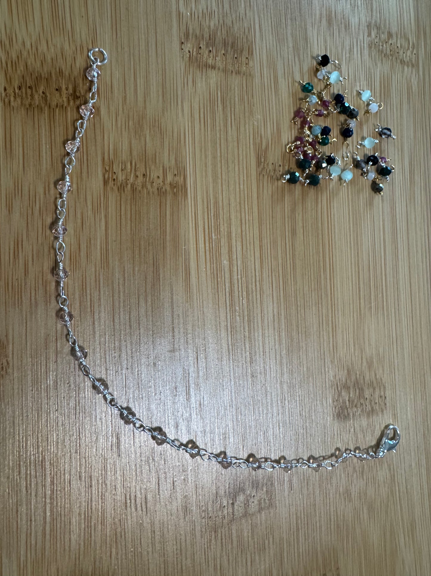 Wire Wrapped Transparent Rose Quartz Crystal Bracelet