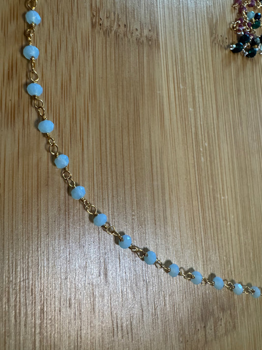 Wire Wrapped Blue Chalcedony Bracelet