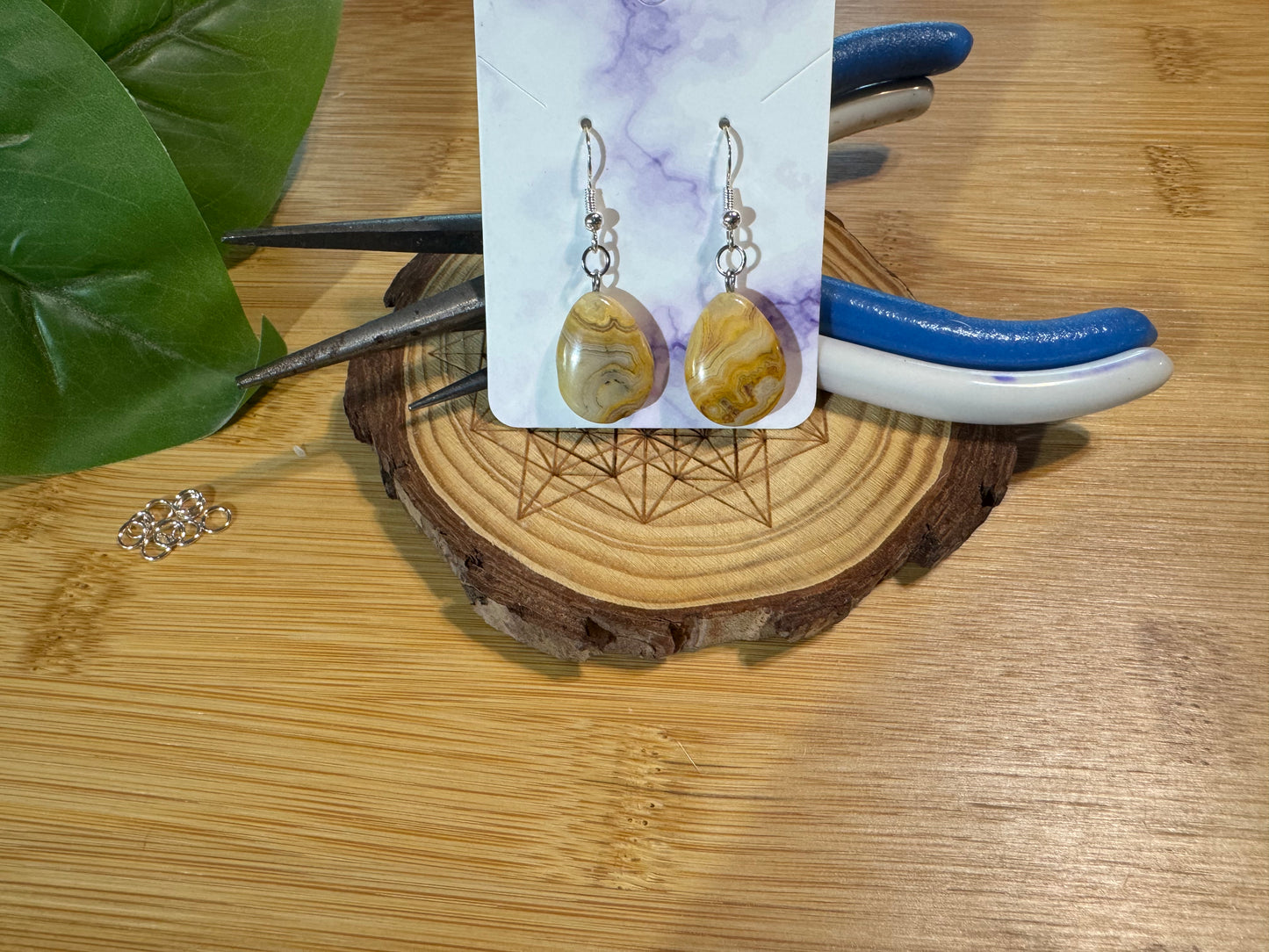 Crazy Lace Agate Dangle Drop Earrings