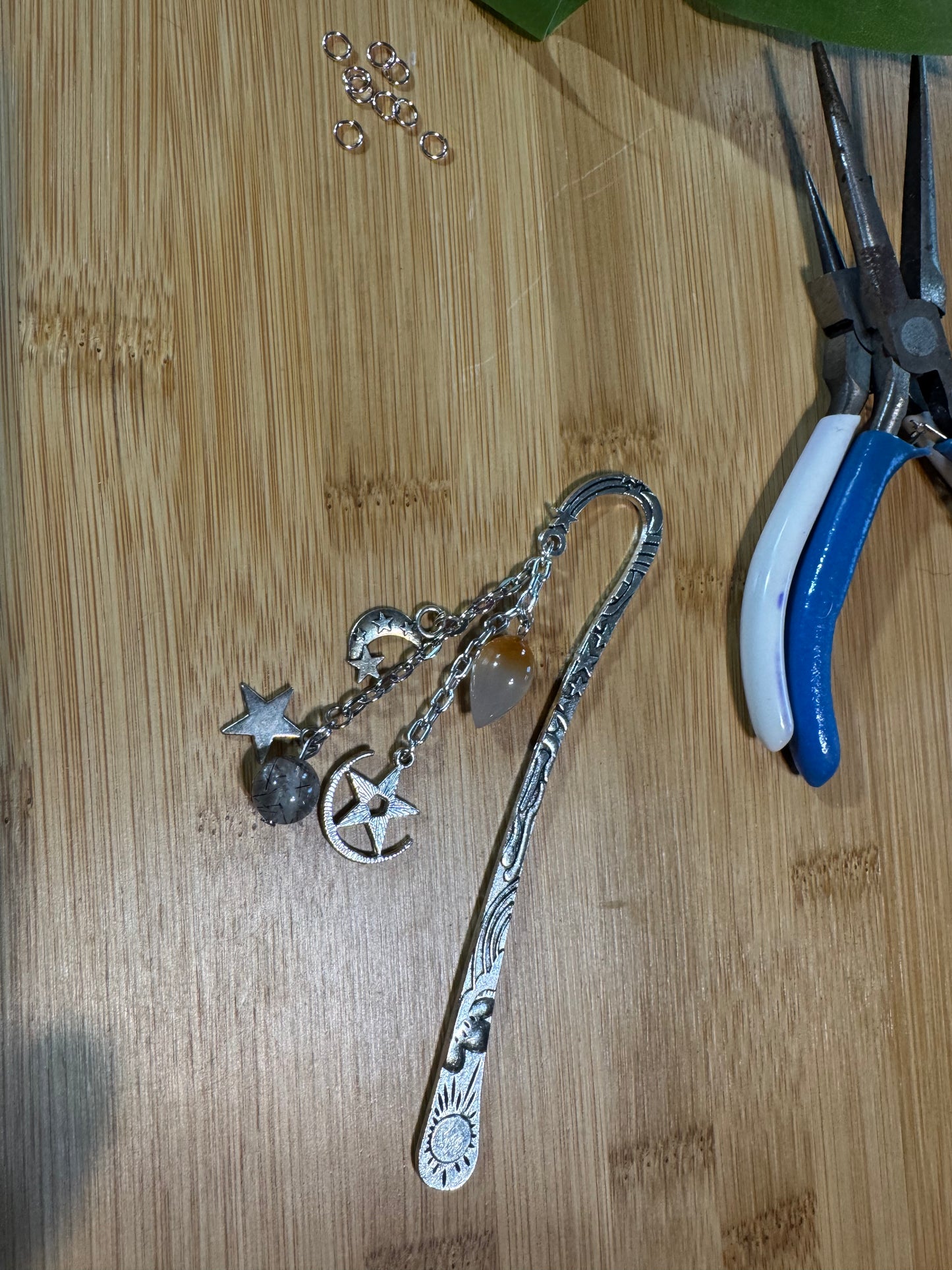 Handmade Bookmark with Crystals & Charms