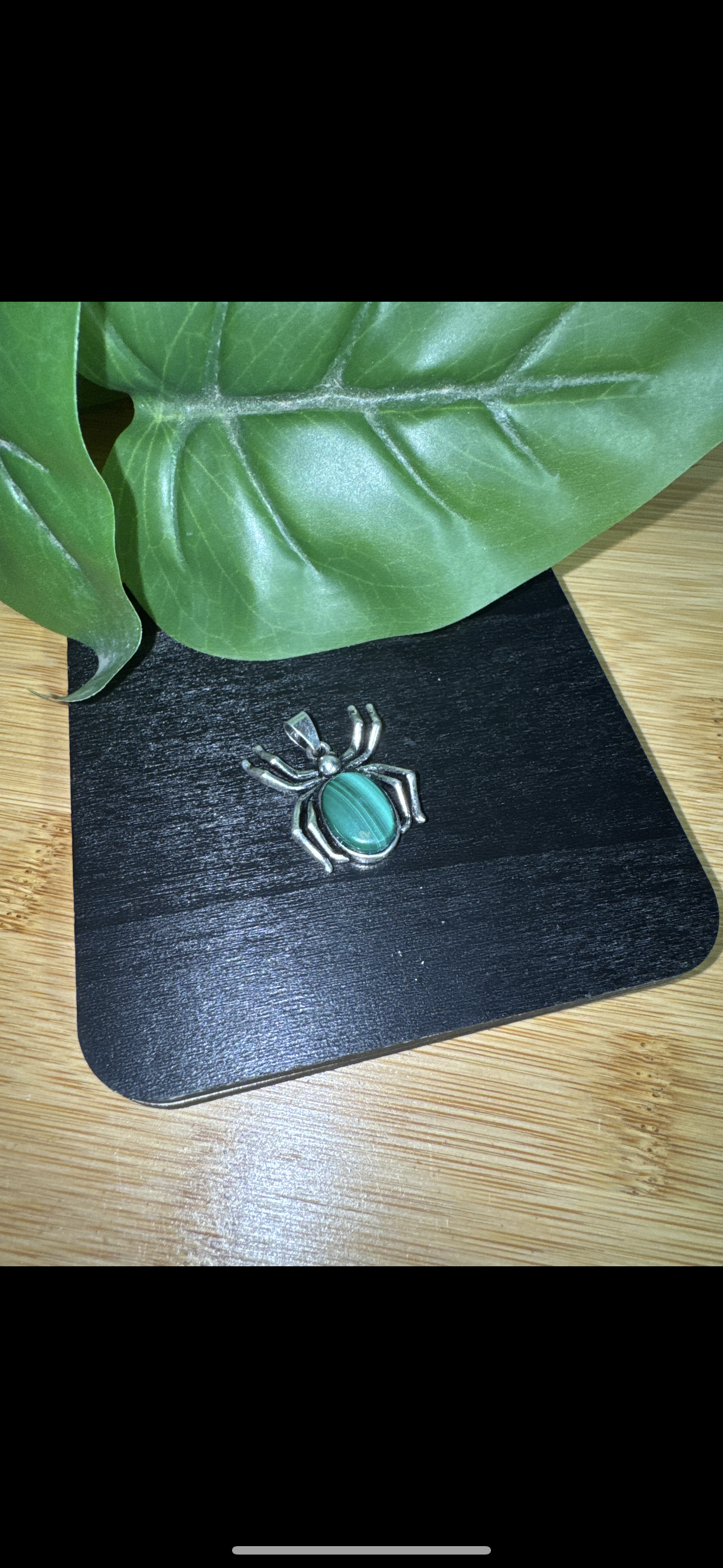 Natural Malachite Spider Pendant