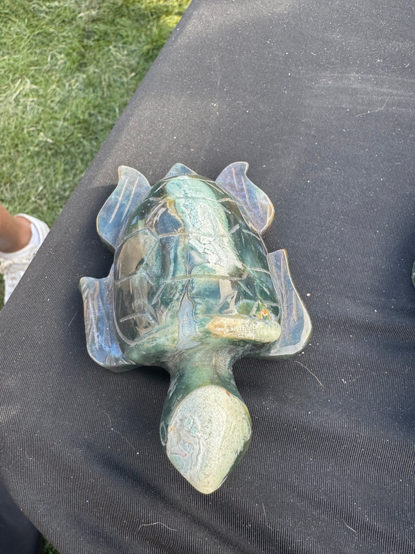 Moss Agate Good Luck Turtle 4” approximately