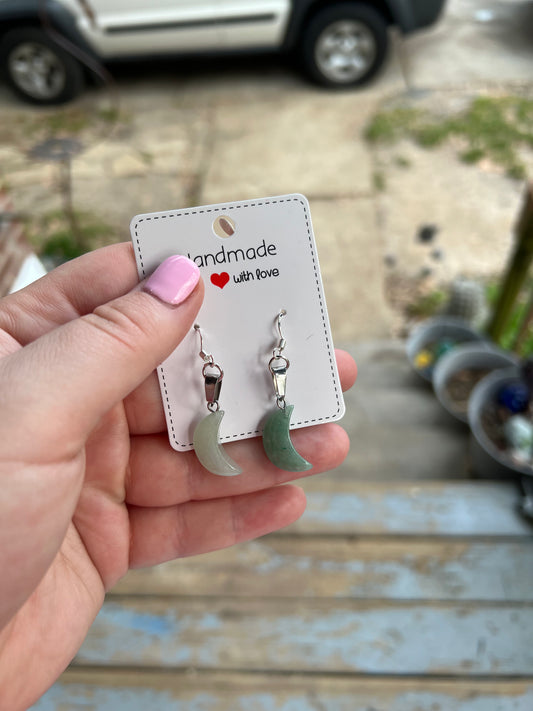 Green Aventurine Moons Earrings