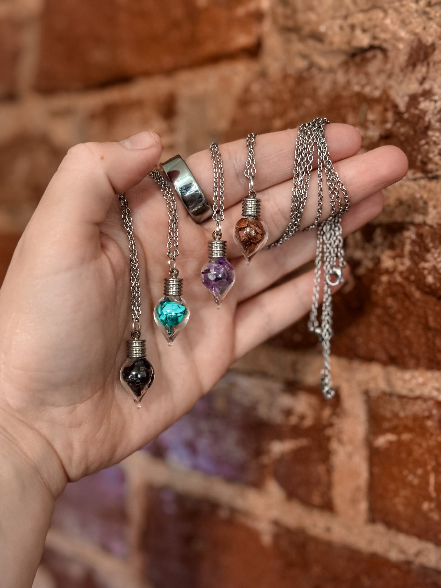 Rose Quartz, Garnet & Moon Water Pendant