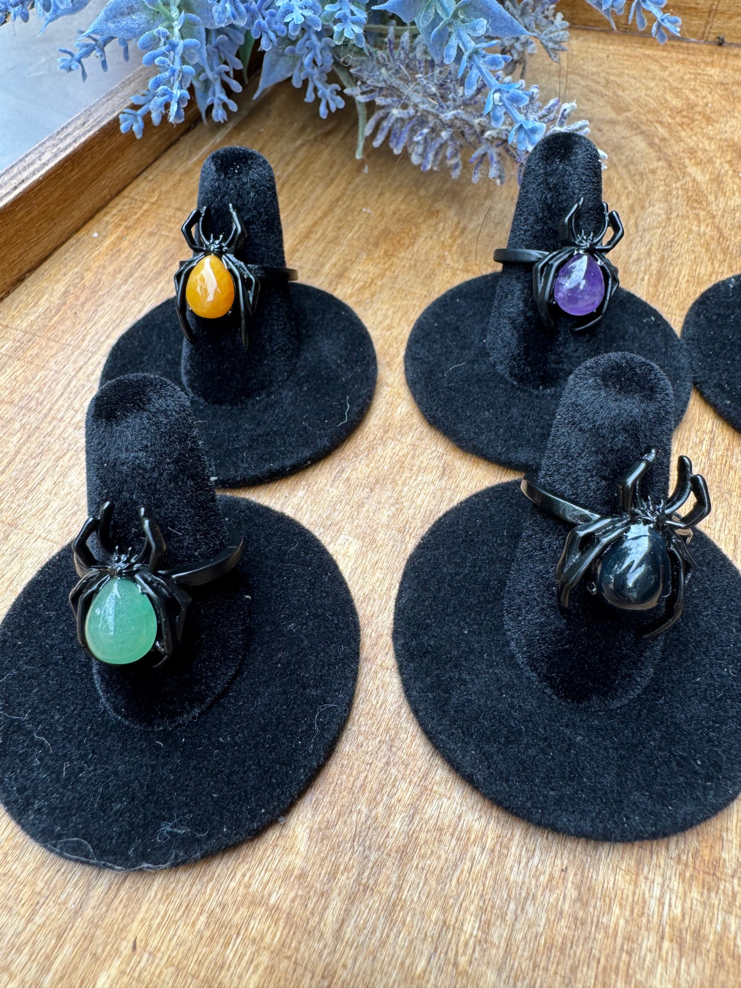 Gemstone Adjustable Spider Rings