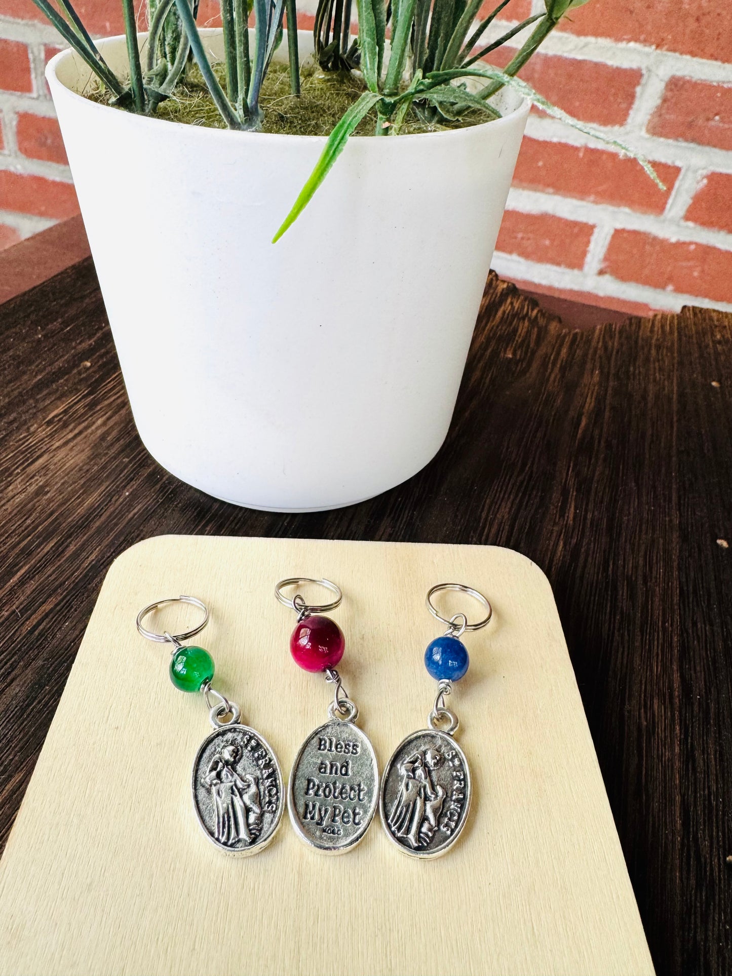 St Francis Pet Protection Medal choice of color stone