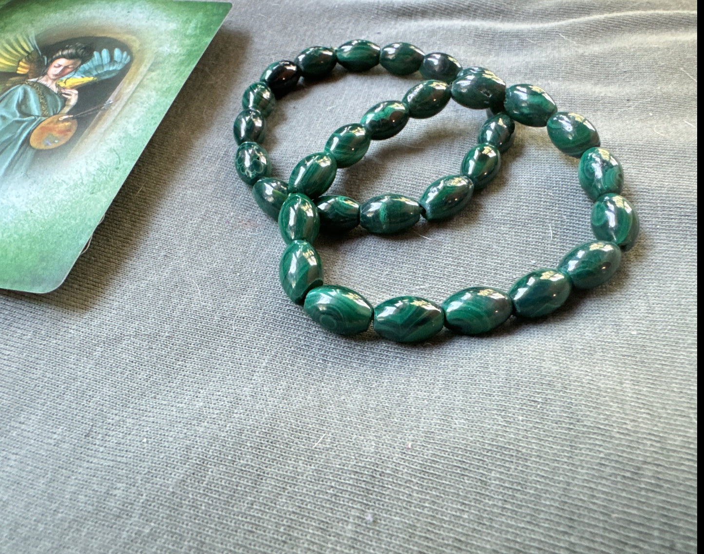 Malachite Carved Barrel Bracelet