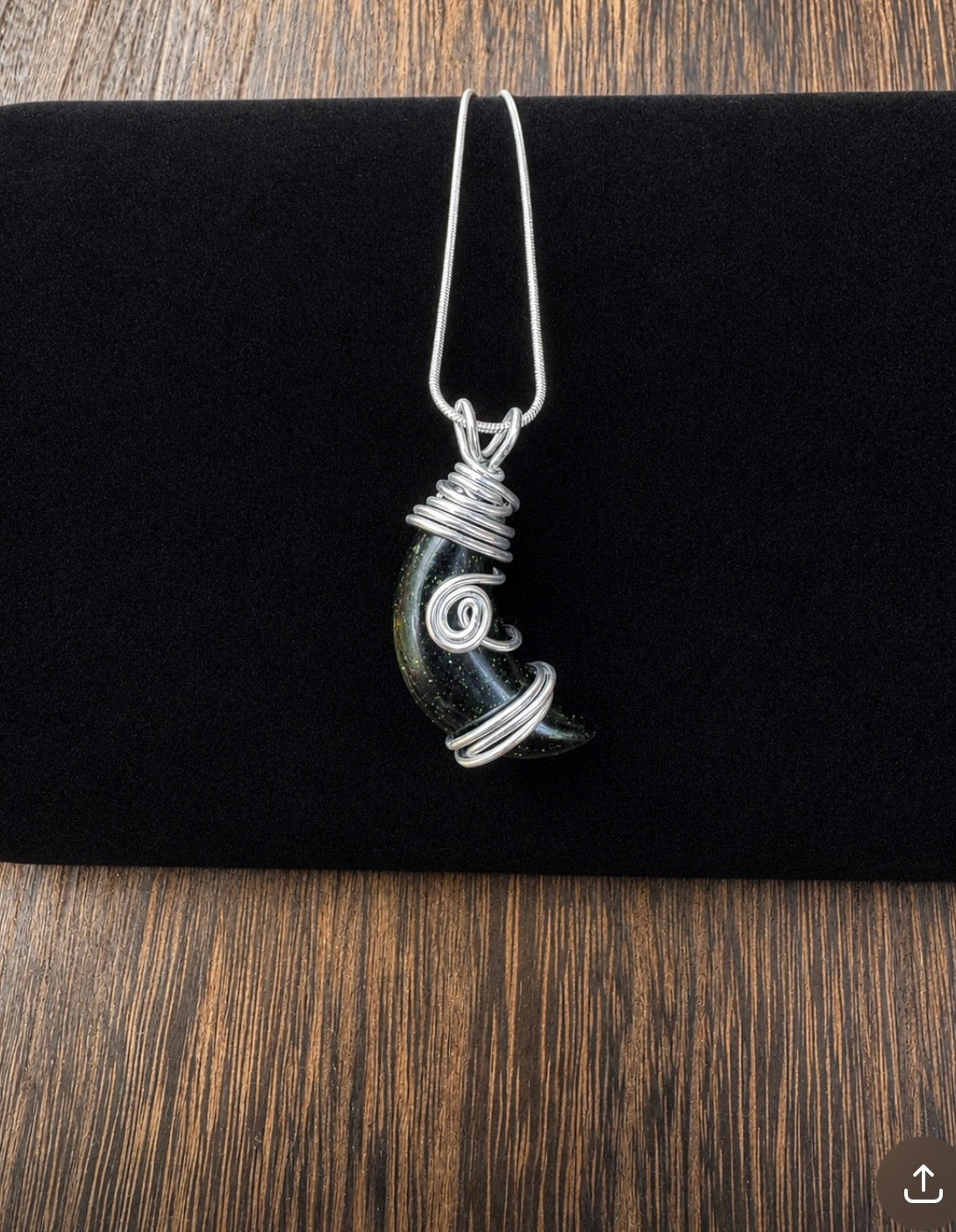 Wire Wrapped Green Sandstone Moon with Spiral
