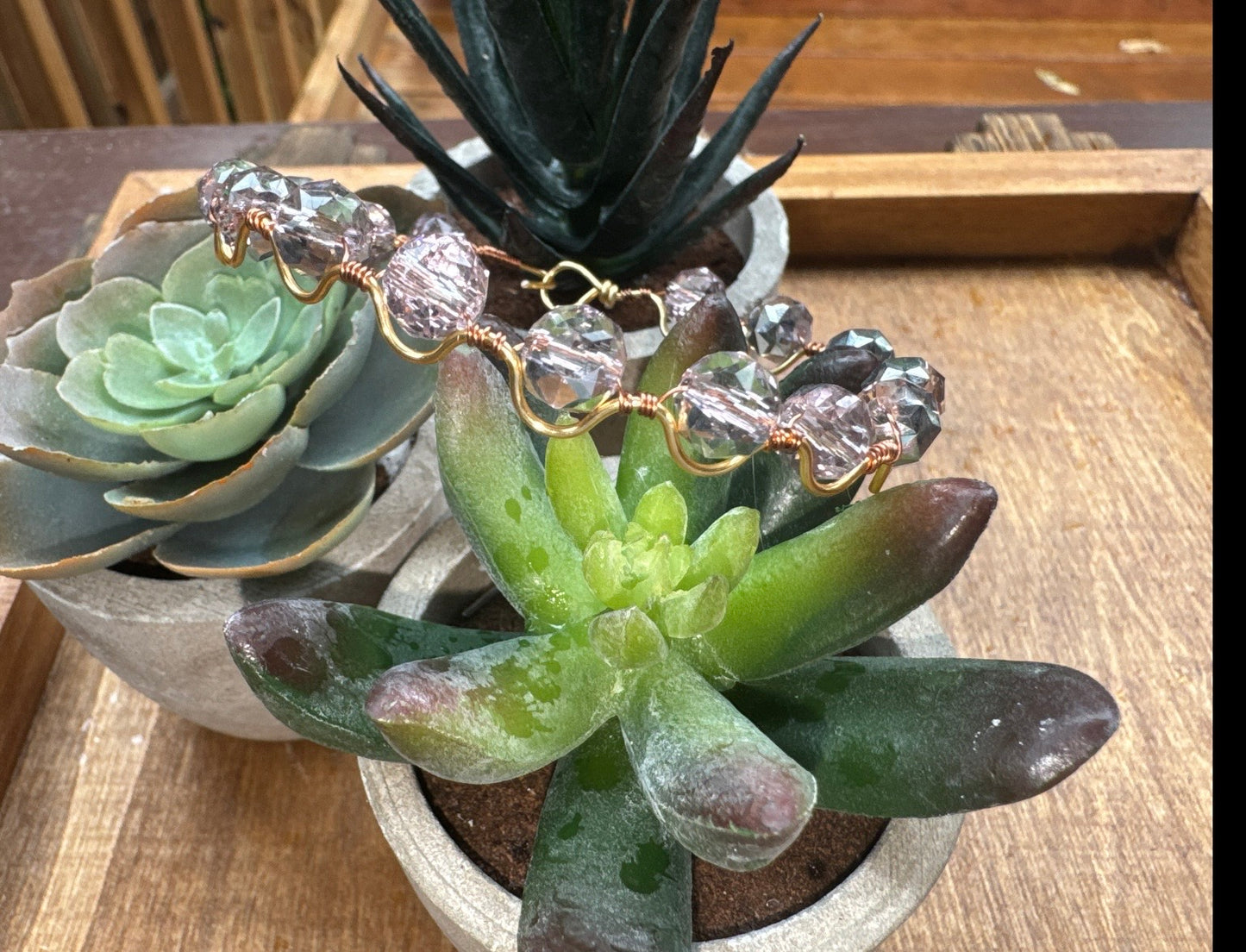 Handmade Silver Swarovski Crystal Bangle Bracelet