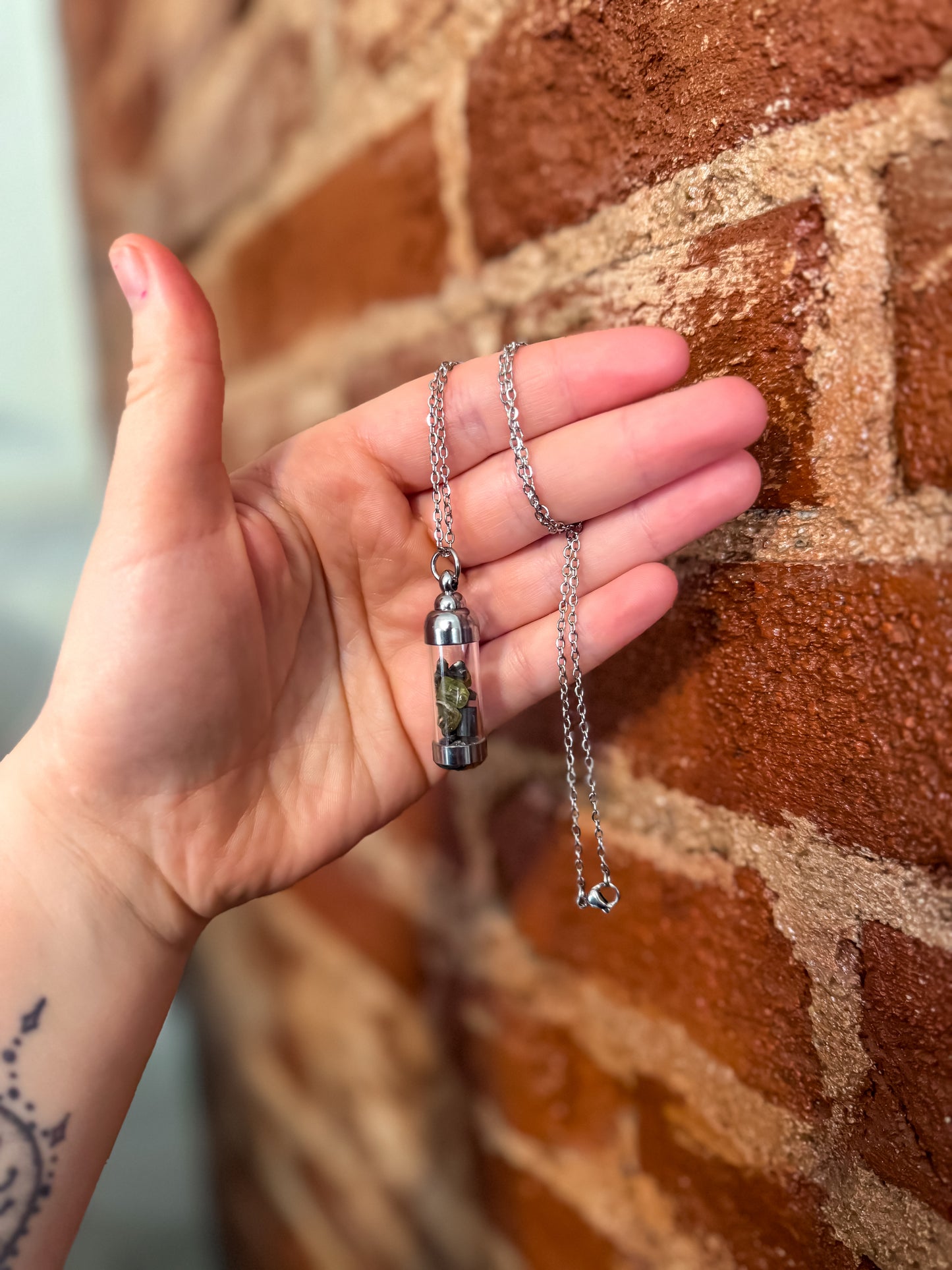 Vivinite “Corpse Stone” Wish Bottle Pendants