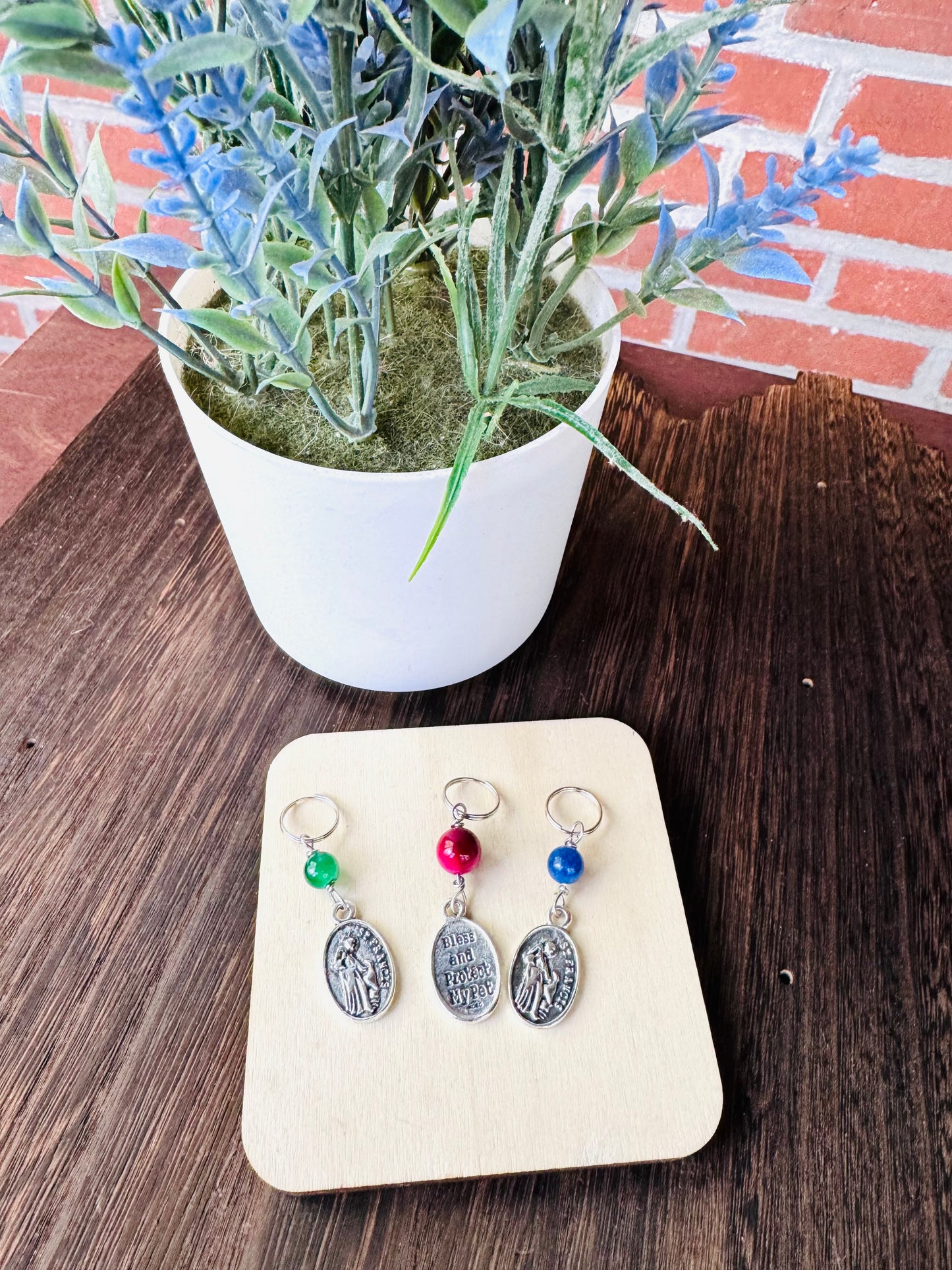 St Francis Pet Protection Medal choice of color stone