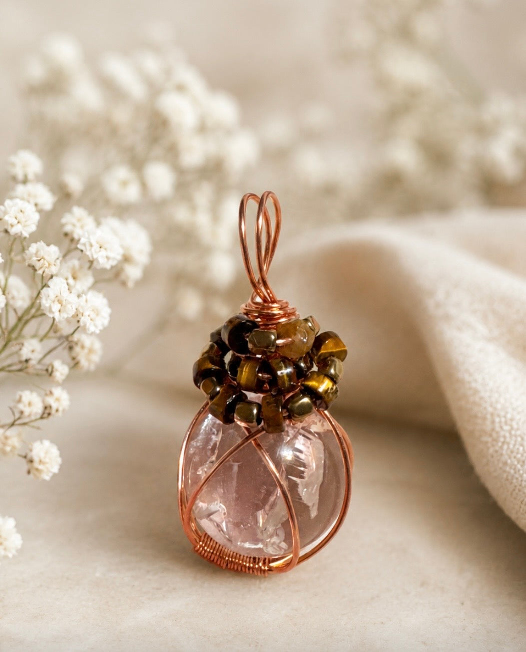 Wire Wrapped Crystal Ball Pendants