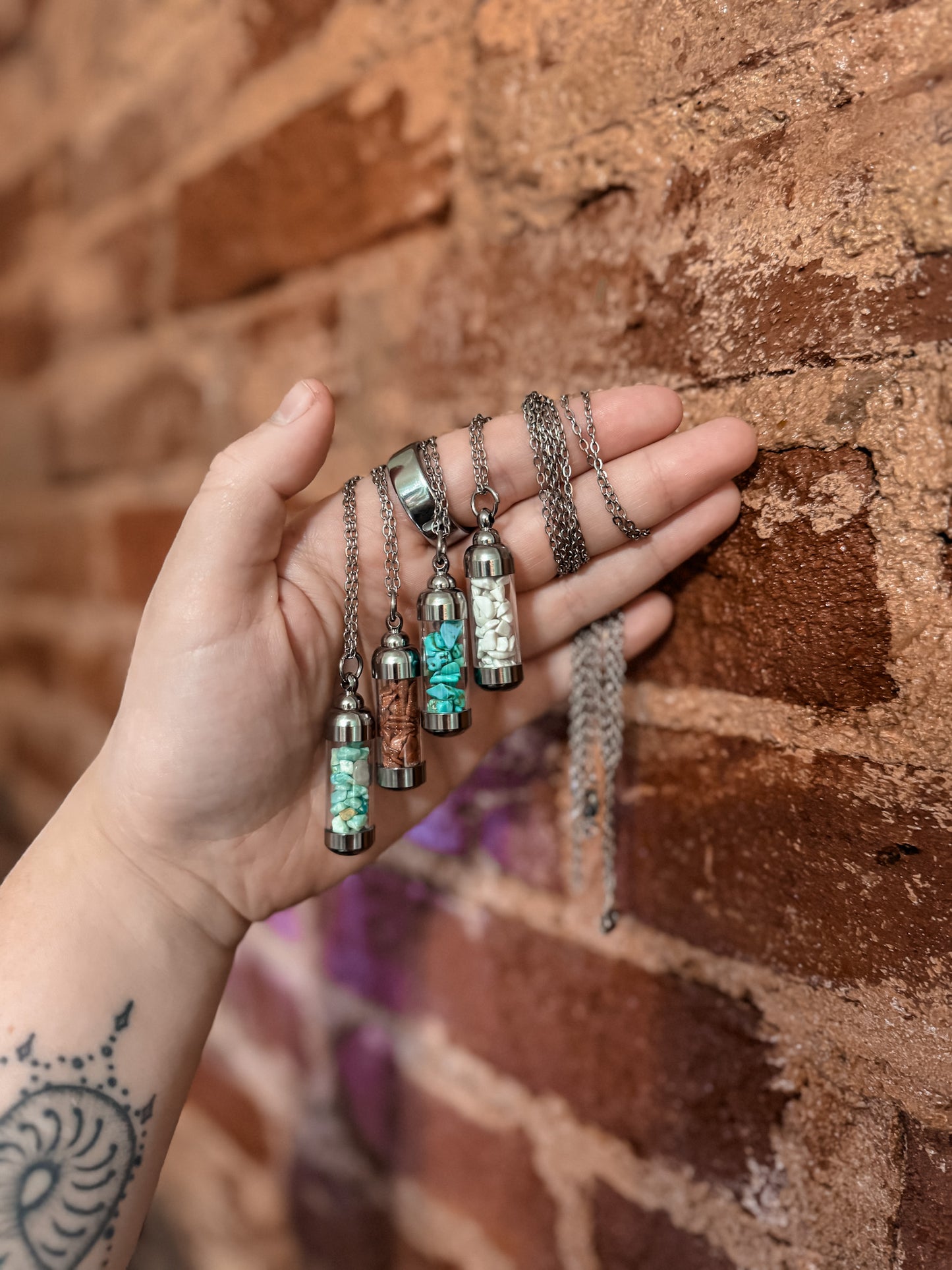Rose Quartz, Garnet & Moon Water Pendant