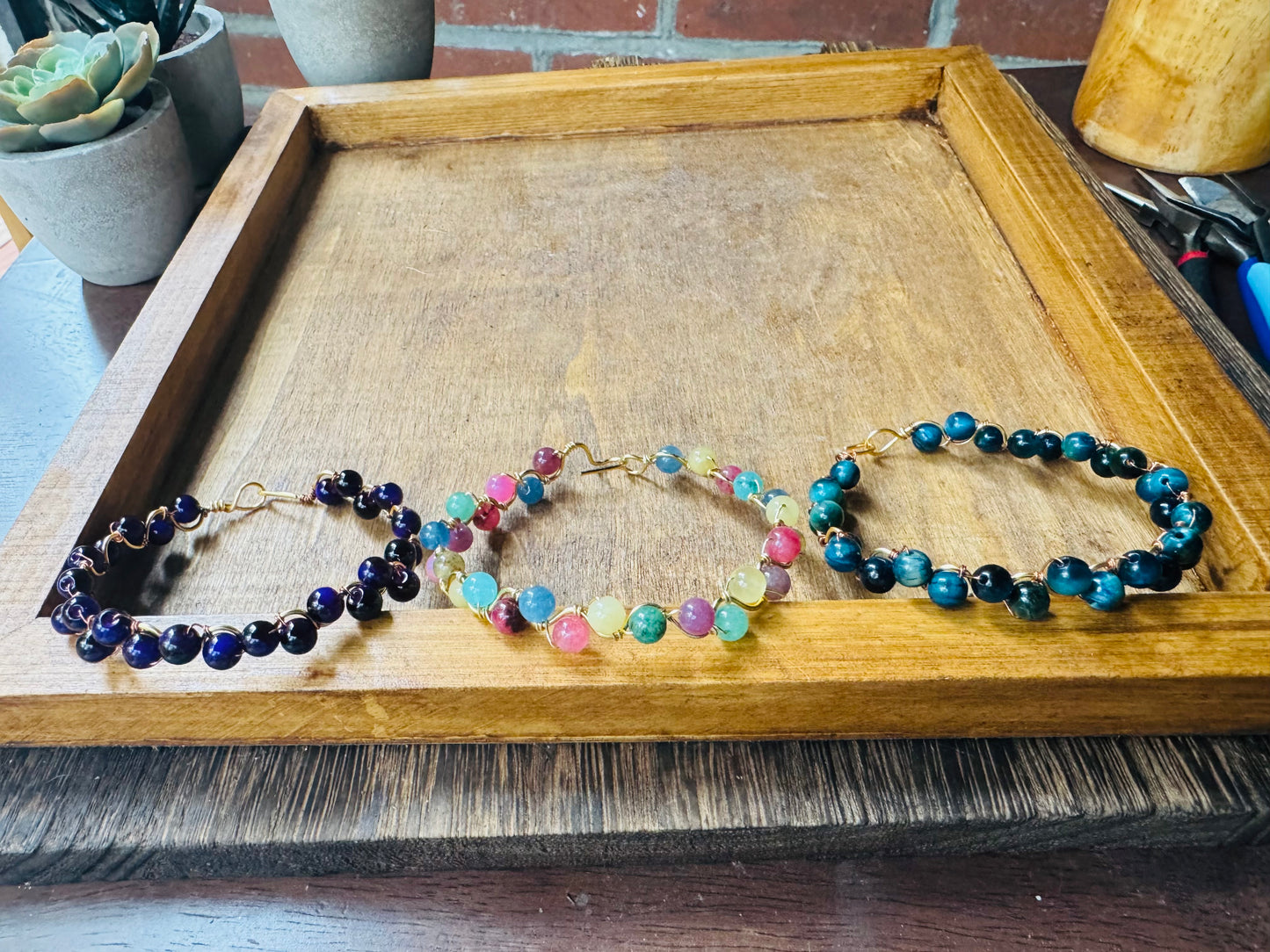 Handmade Agate Beaded Wave Bracelet
