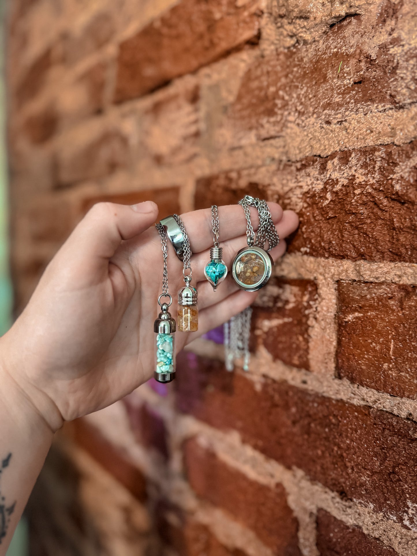 Rose Quartz, Garnet & Moon Water Pendant
