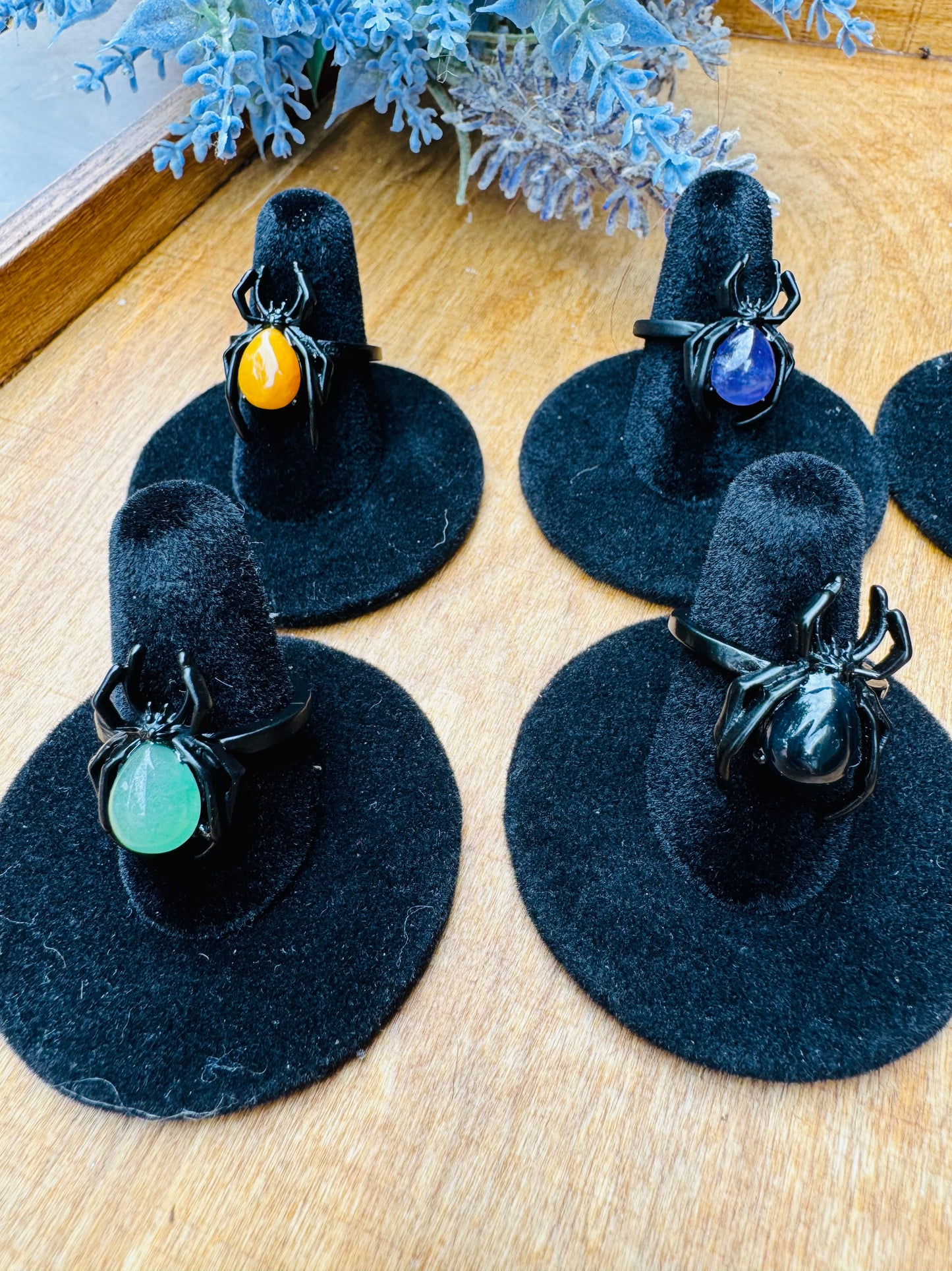 Gemstone Adjustable Spider Rings