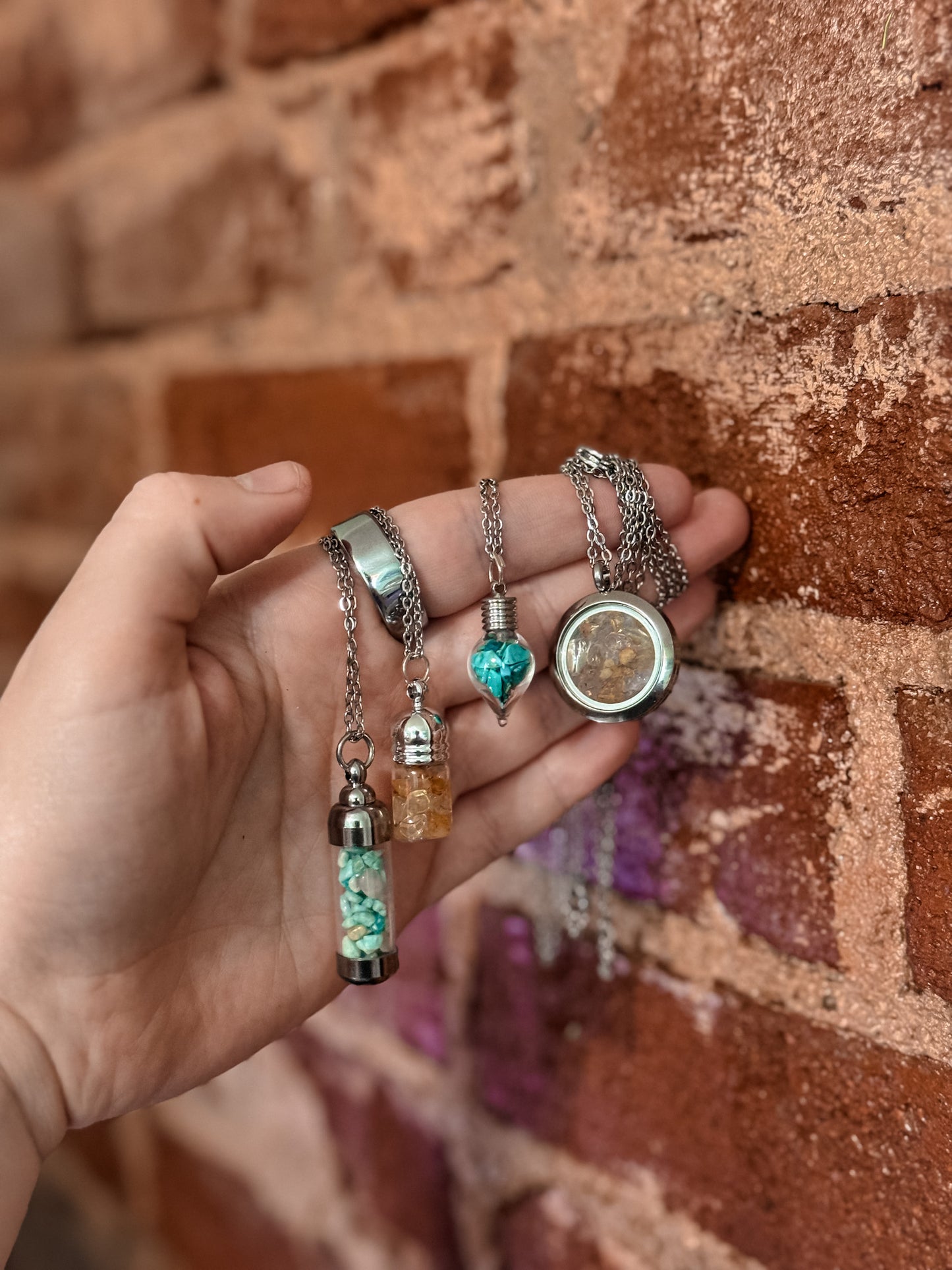 Rose Quartz, Garnet & Moon Water Pendant