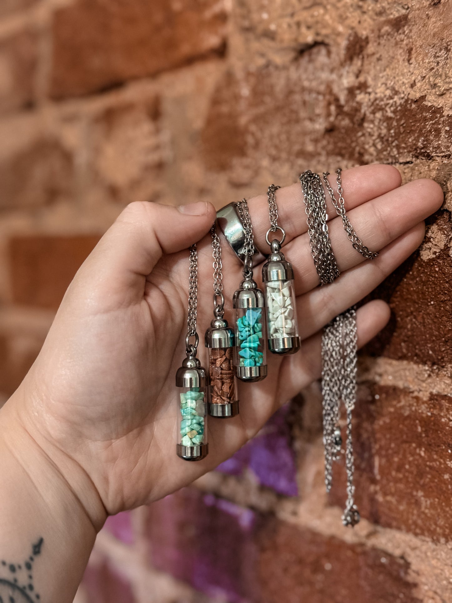 Rose Quartz, Garnet & Moon Water Pendant