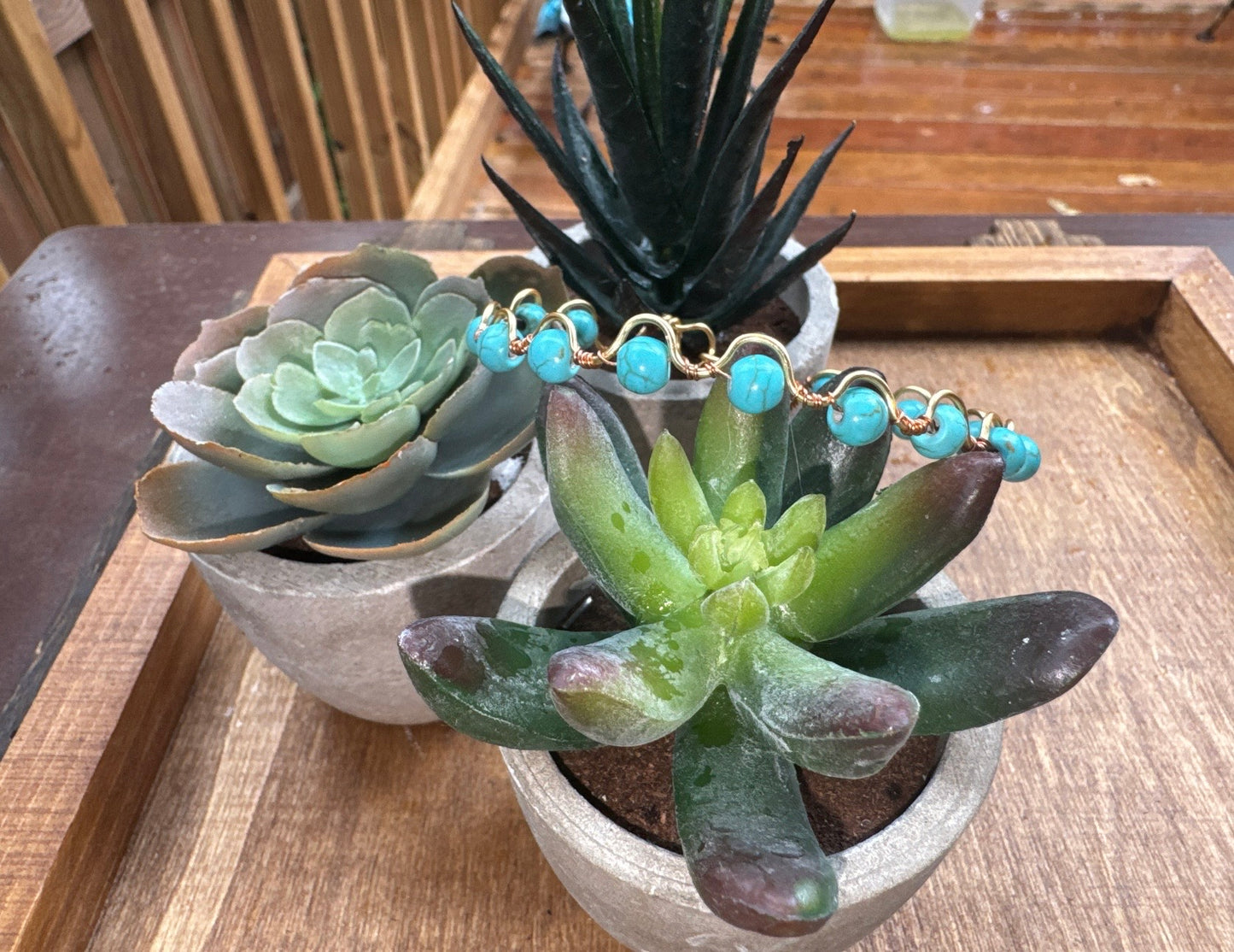 Handmade Turquoise Bangle Wave Bracelet
